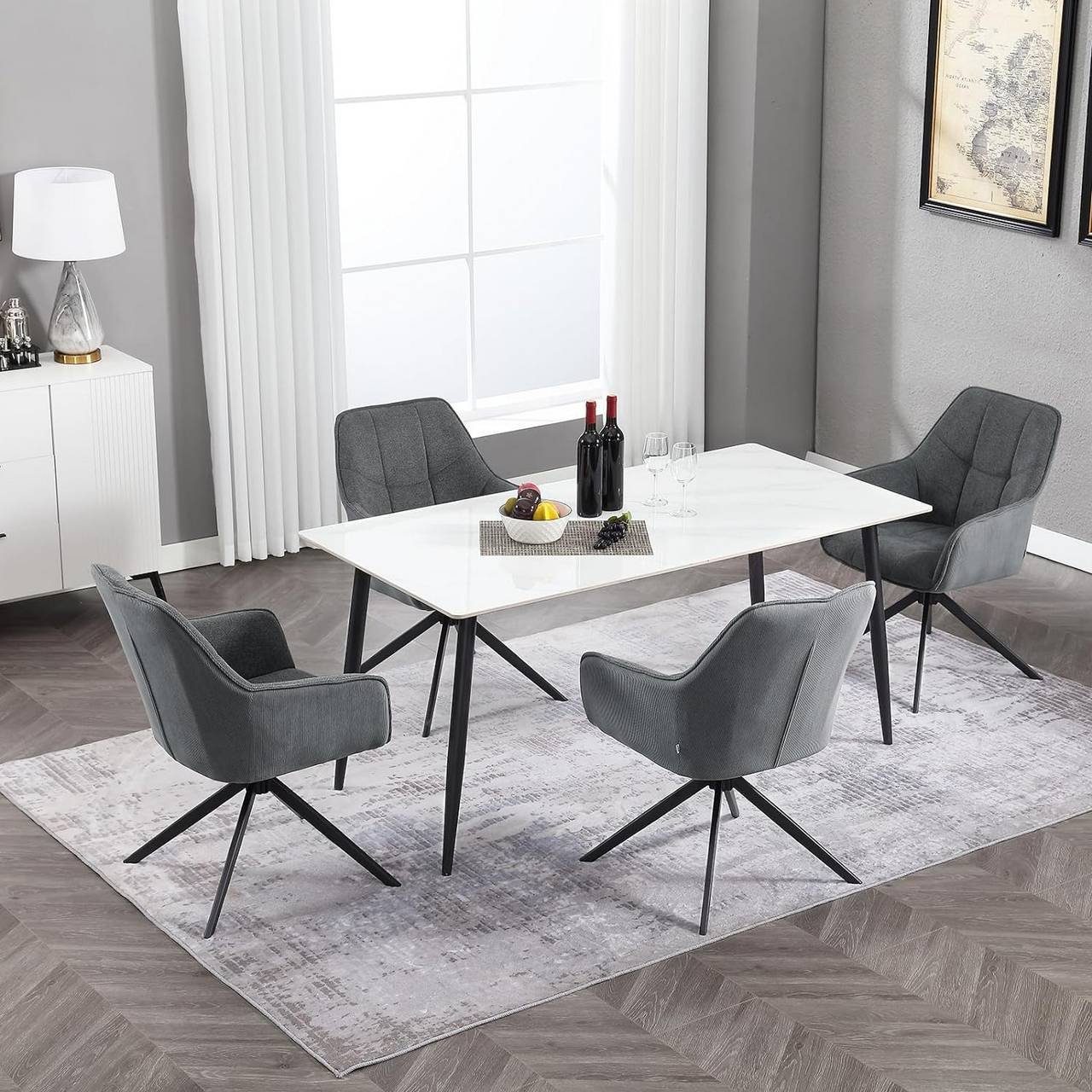 Woltu Esszimmerstuhl (6 St), Polsterstuhl drehbar, gepolsterter, Metallbein günstig online kaufen