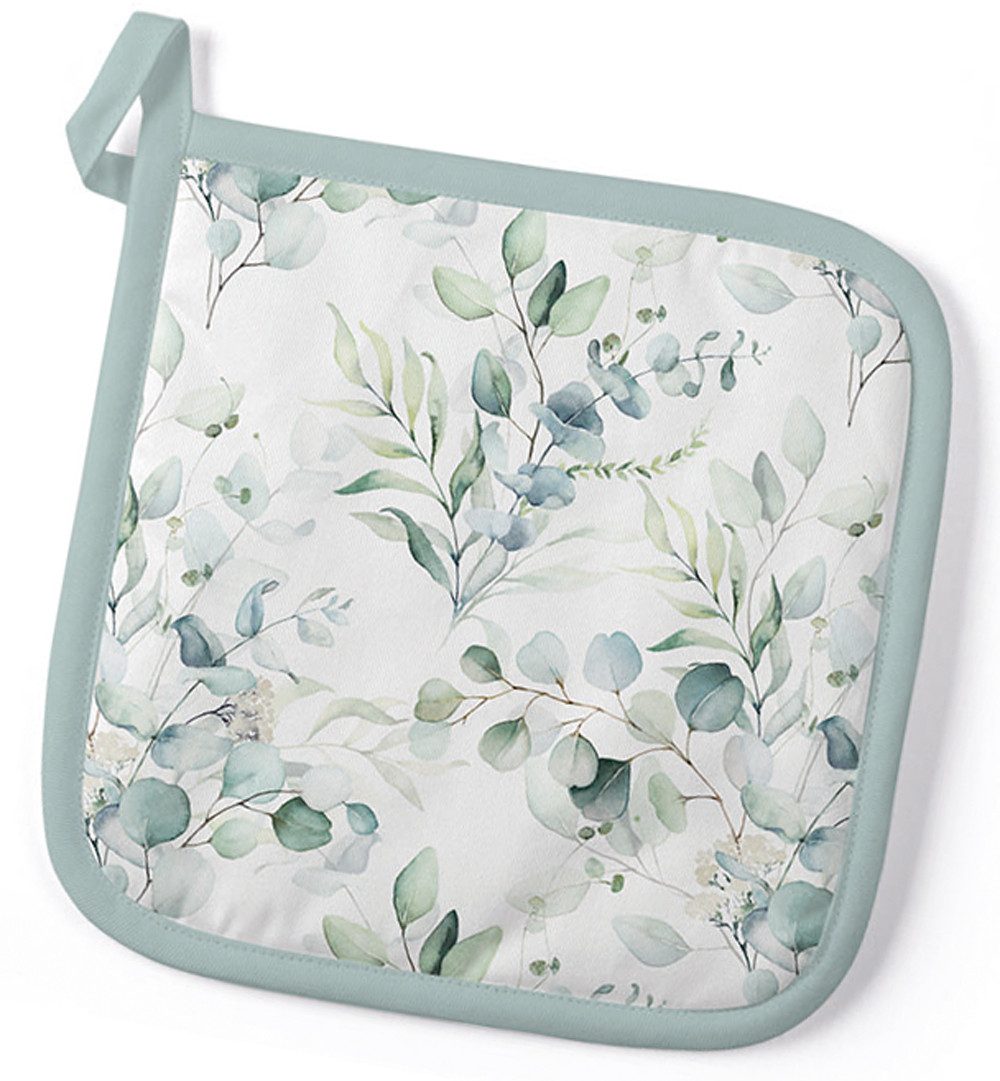 Ambiente® Topflappen Eucalyptus all over, (1-tlg., 1-teilig), hitzebeständig wattiert Pfannen Untersetzer ca.20x20cm