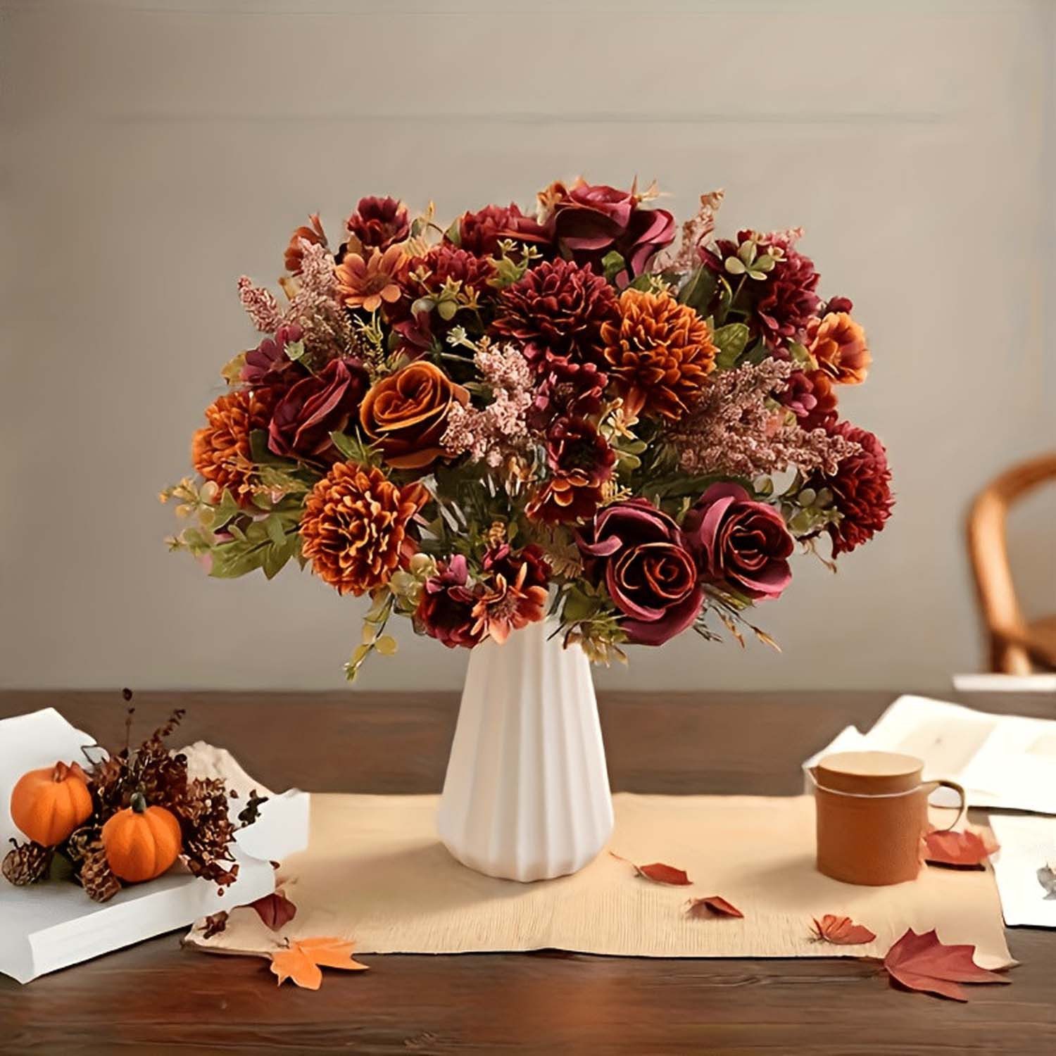Kunstblumenstrauß 2er-Set künstlicher Blumenstrauß mit Gänseblümchen,Herbst, Diwzbyn – Bild 5 von 5