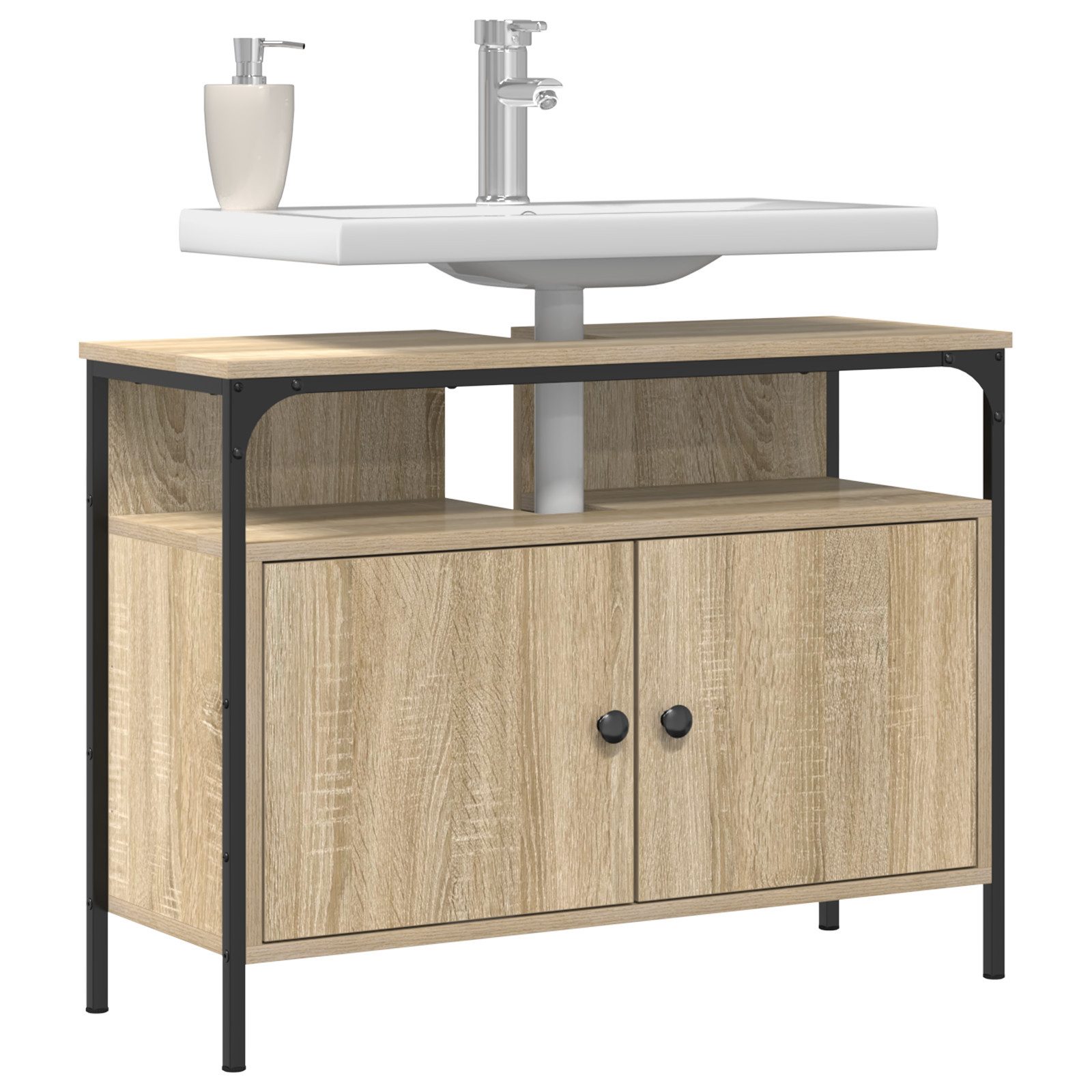 vidaXL Badezimmerspiegelschrank Waschbeckenunterschrank Sonoma Eiche 80x30x günstig online kaufen