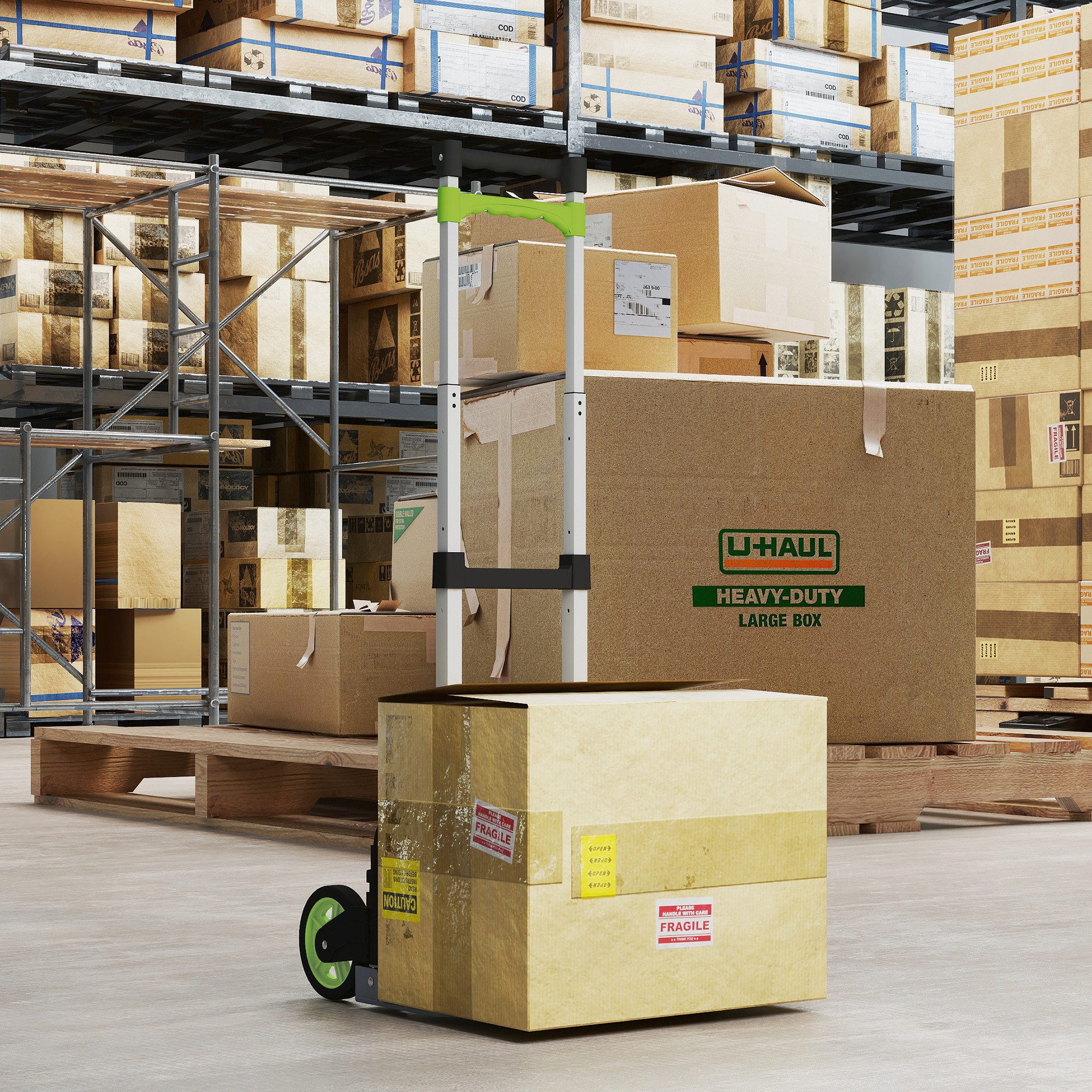 HOMCOM Sackkarre mit 2 Rollen, (Transportwagen, 1-St., Plattformwagen), für Garagen, Werkstätten, Mehrfarbig