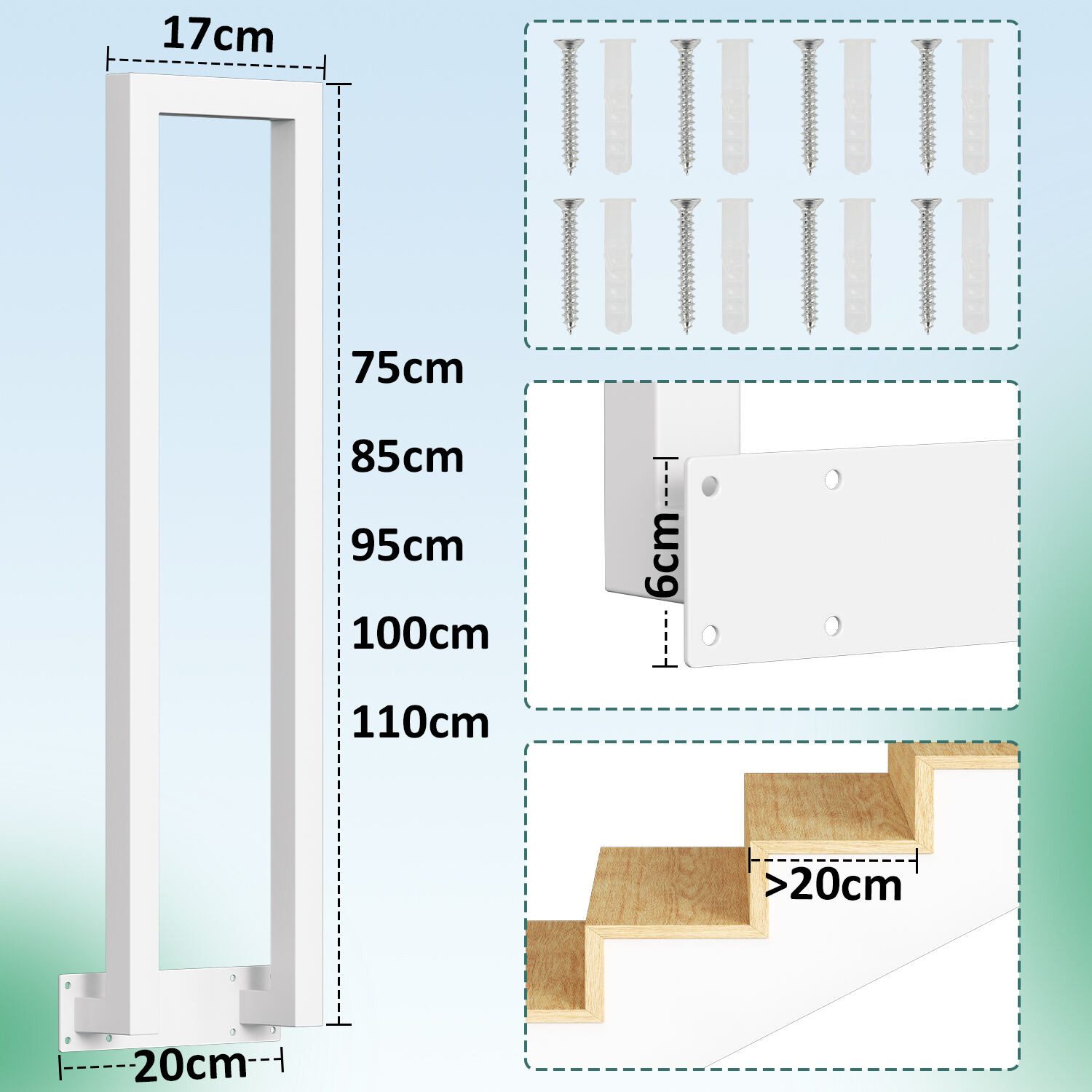 Clanmacy Treppengeländer U-förmige Eisen Handlauf Geländer Seitliche Montag günstig online kaufen