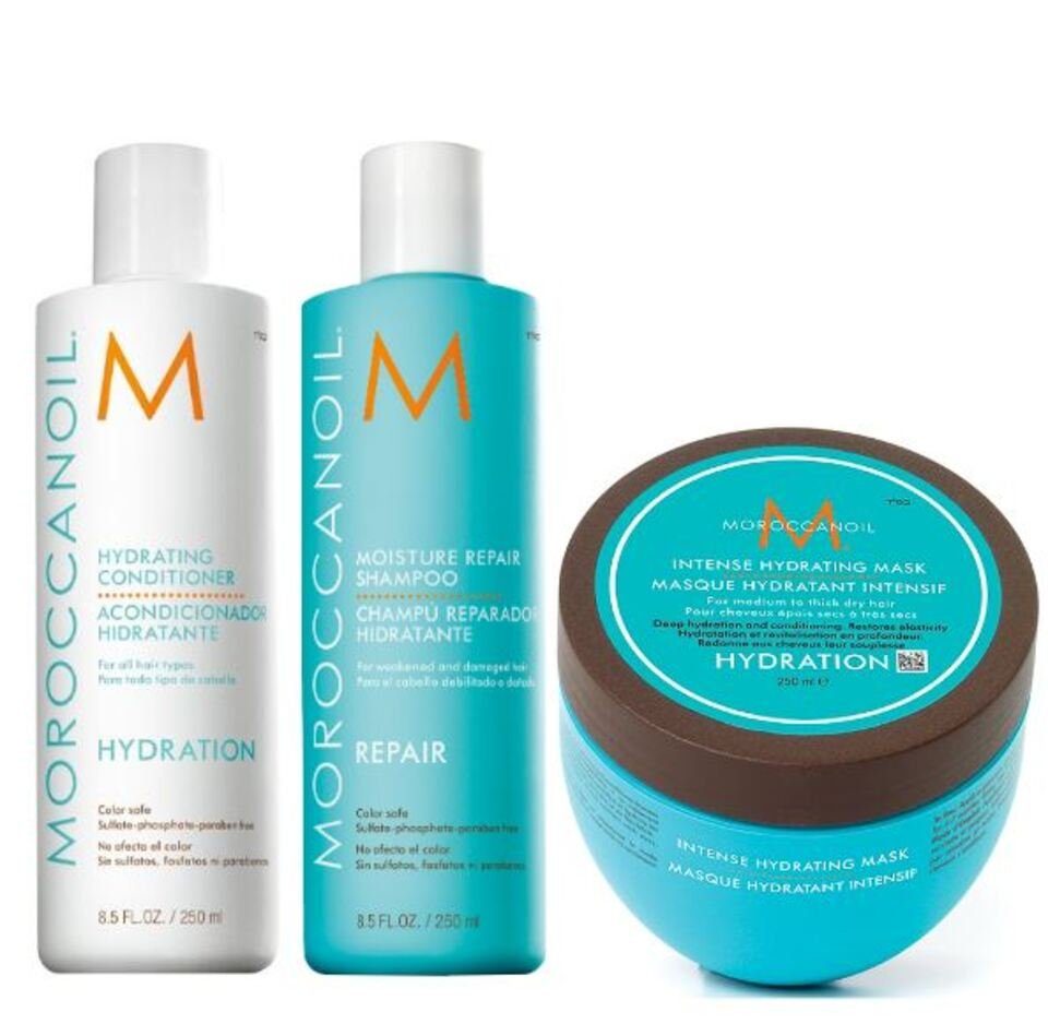 moroccanoil Haarpflege-Set Hydration Shampoo, Conditioner, intensive Maske,  3-tlg., Feuchtigkeitsspendend