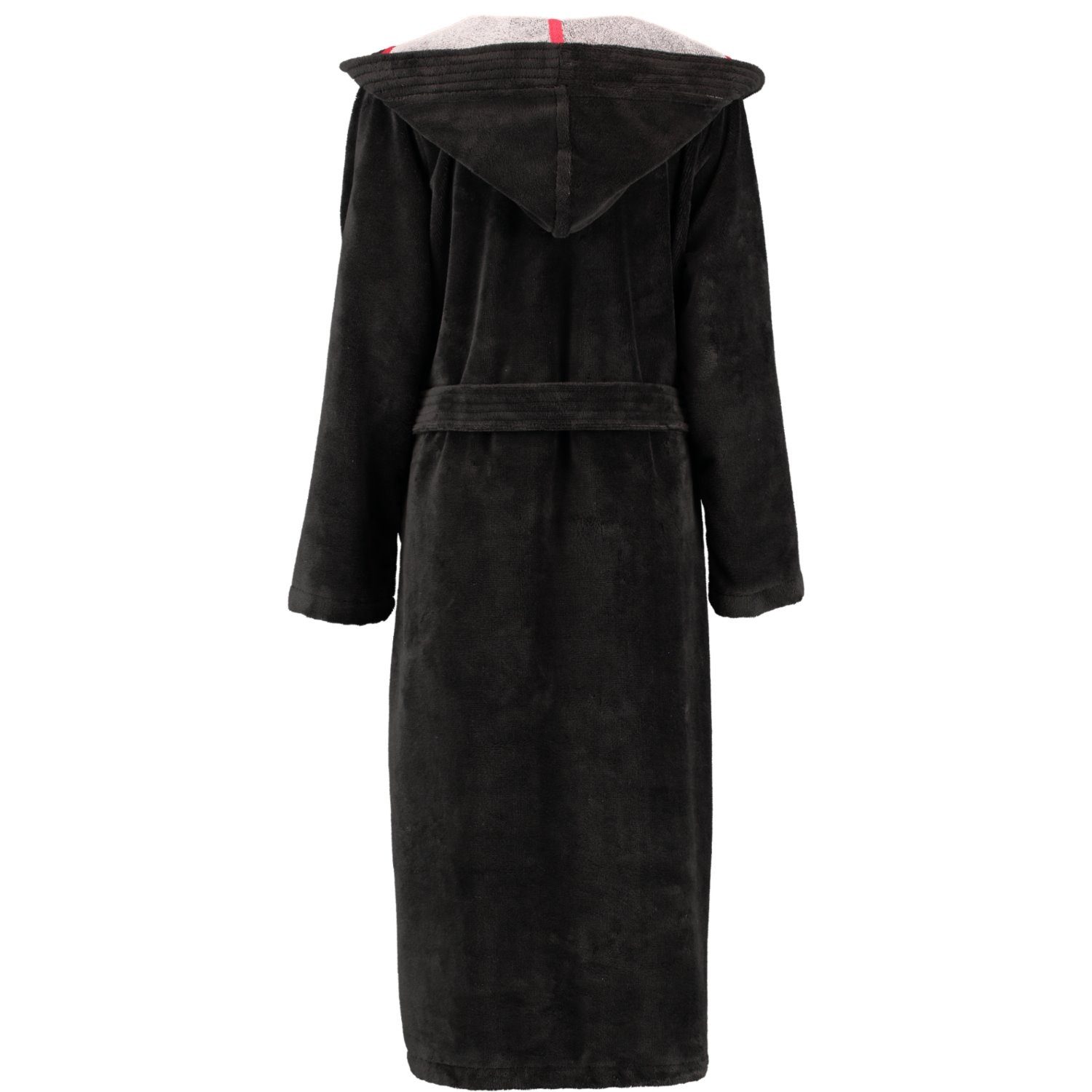 Cawö Damenbademantel Damen Velours Saunamantel, 120cm, Polyestermischung, Kapuze, Gürtel, Modisches Design