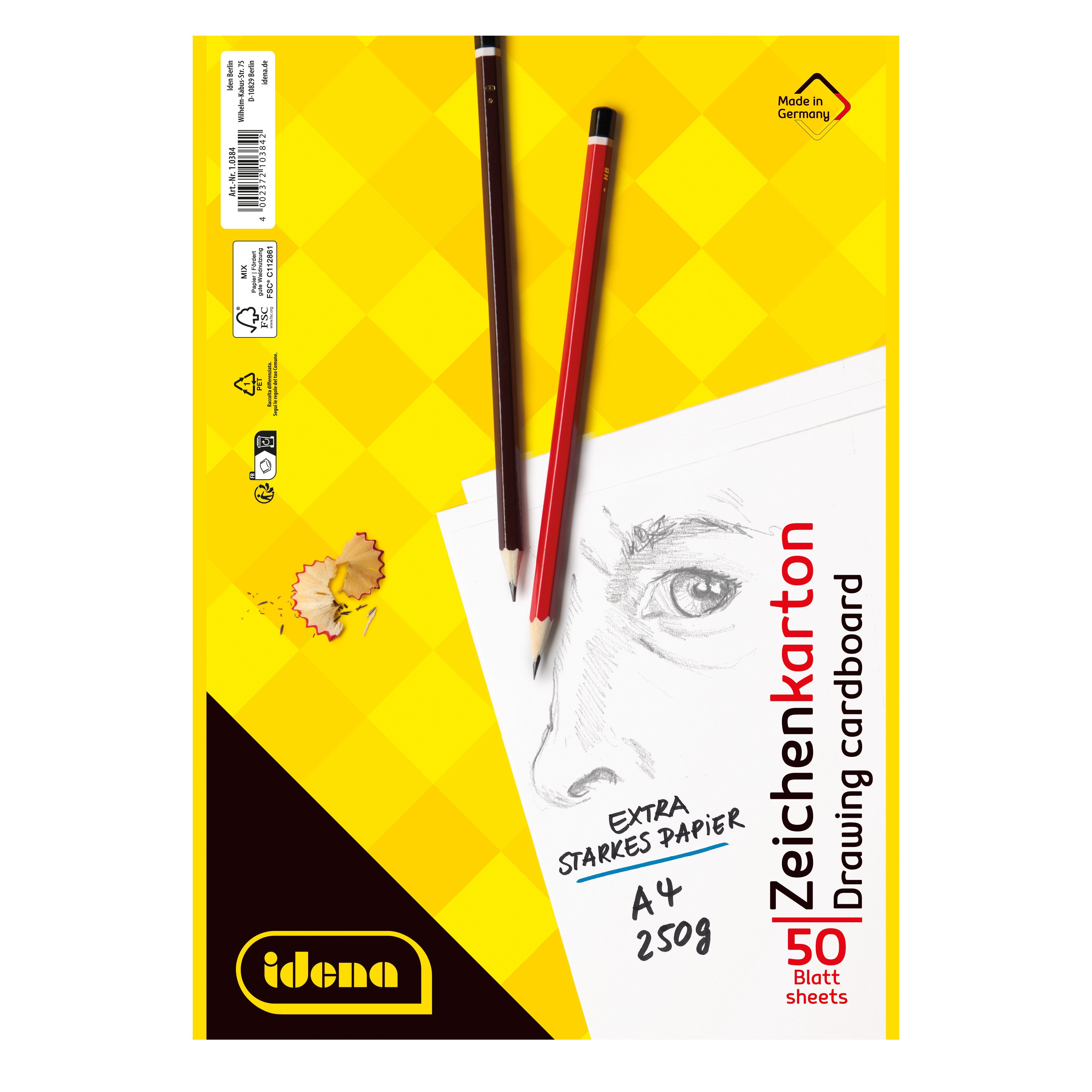 Idena Zeichenblock Idena Bundle Zeichenkarton 50 Blatt 250g/m² DIN A4 5 Stück