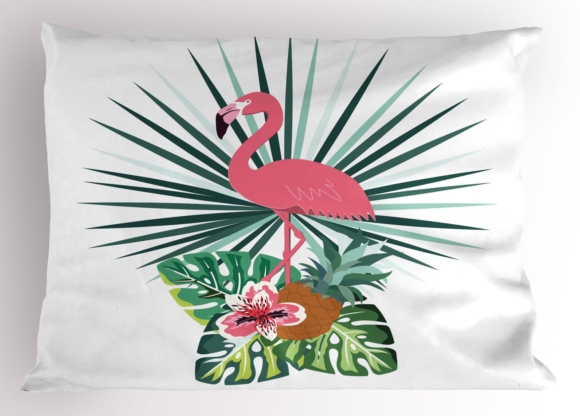 Kissenbezüge Dekorativer Standard Stück), Flamingo Abakuhaus Gedruckter (1 King Botanik Size Exotisch Kissenbezug, Ananas