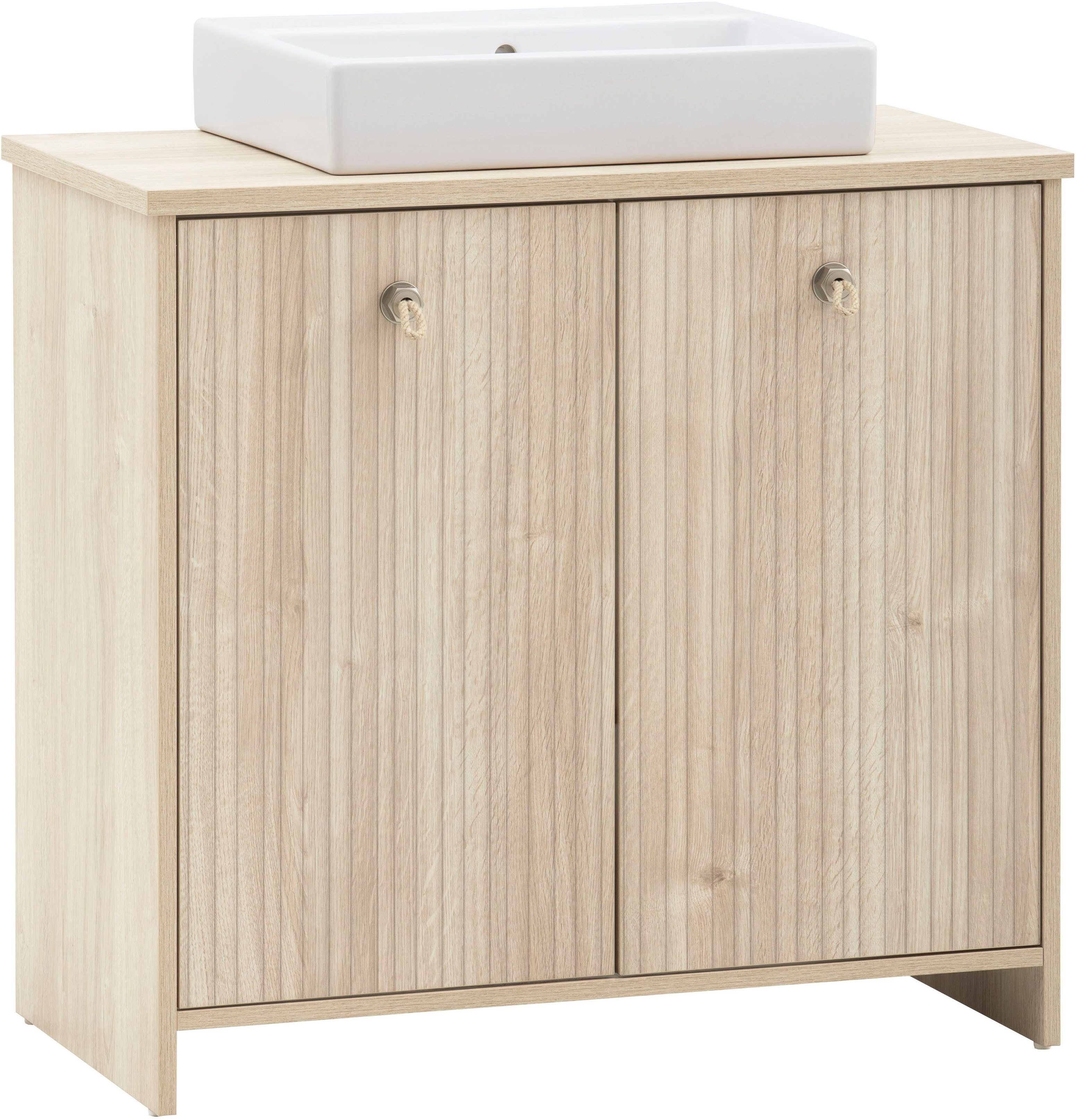 Schildmeyer Waschtisch SONDERBY, 2 Türen, Breite 83,2 cm, MADE IN GERMANY (2-St), Seilgriffe im maritimen Look, MADE IN GERMANY