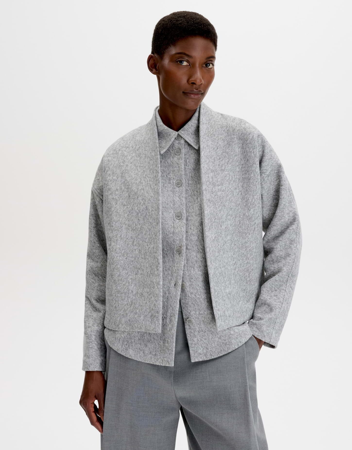 someday Sweatjacke in Mélange-Optik Weite O-Silhouette mit offener Front und angerauter Haptik