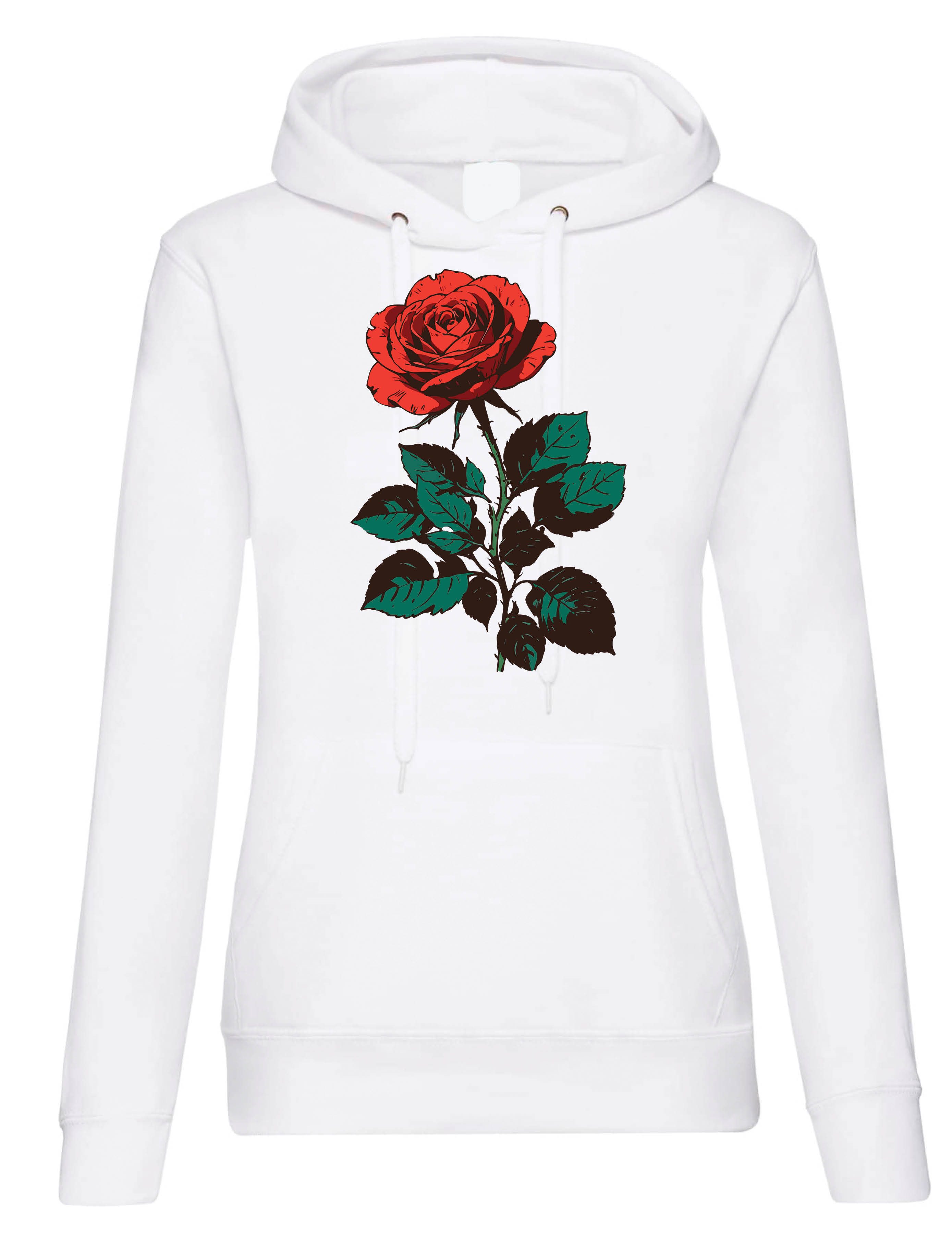 Kapuzenpullover Damen Hoodie Pullover " Rote Rosen" schöne rote Rosen