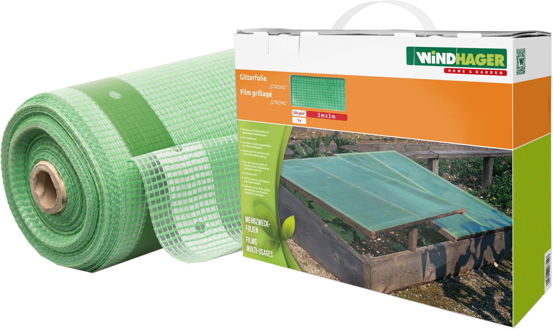 Windhager Gitterfolie Strong, für den Terrassen- und Gartenbereich, Schutzfolie (1-St), verwendbar als Abdeckung, 3 x 2 m, oder 5 x 1,5 m, 250 g/m²