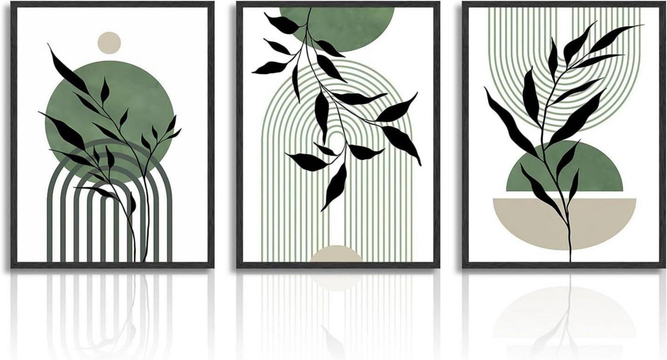 Leinwandbild Salbei Grün Boho Wandbilder Minimalistische Geometrische Leinwand