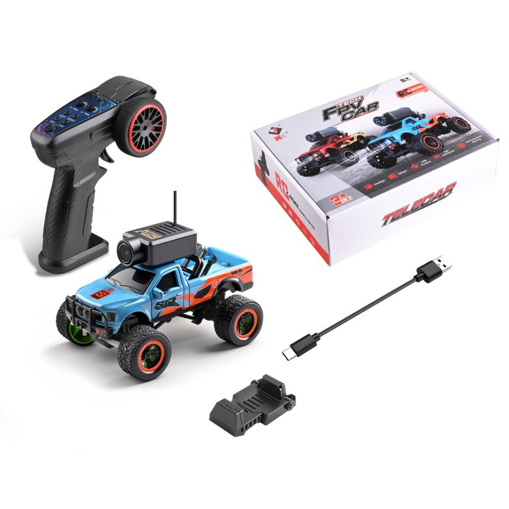 AUDEW RC-Auto RTR 1:64 FPV Mini Ferngesteuertes Auto mit WiFi Kamera, LED Licht, 2,4GHz RWD RC Auto, App- & VR-Steuerung, Gyro