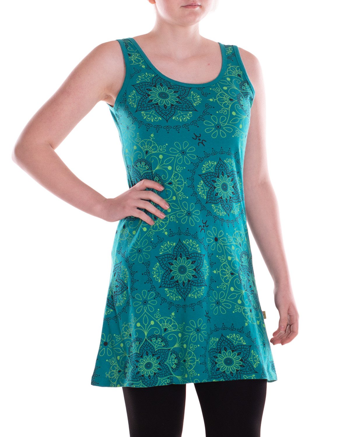 Vishes Minikleid Damen Baumwolle Blumen-Muster Rundhalsausschnitt günstig online kaufen