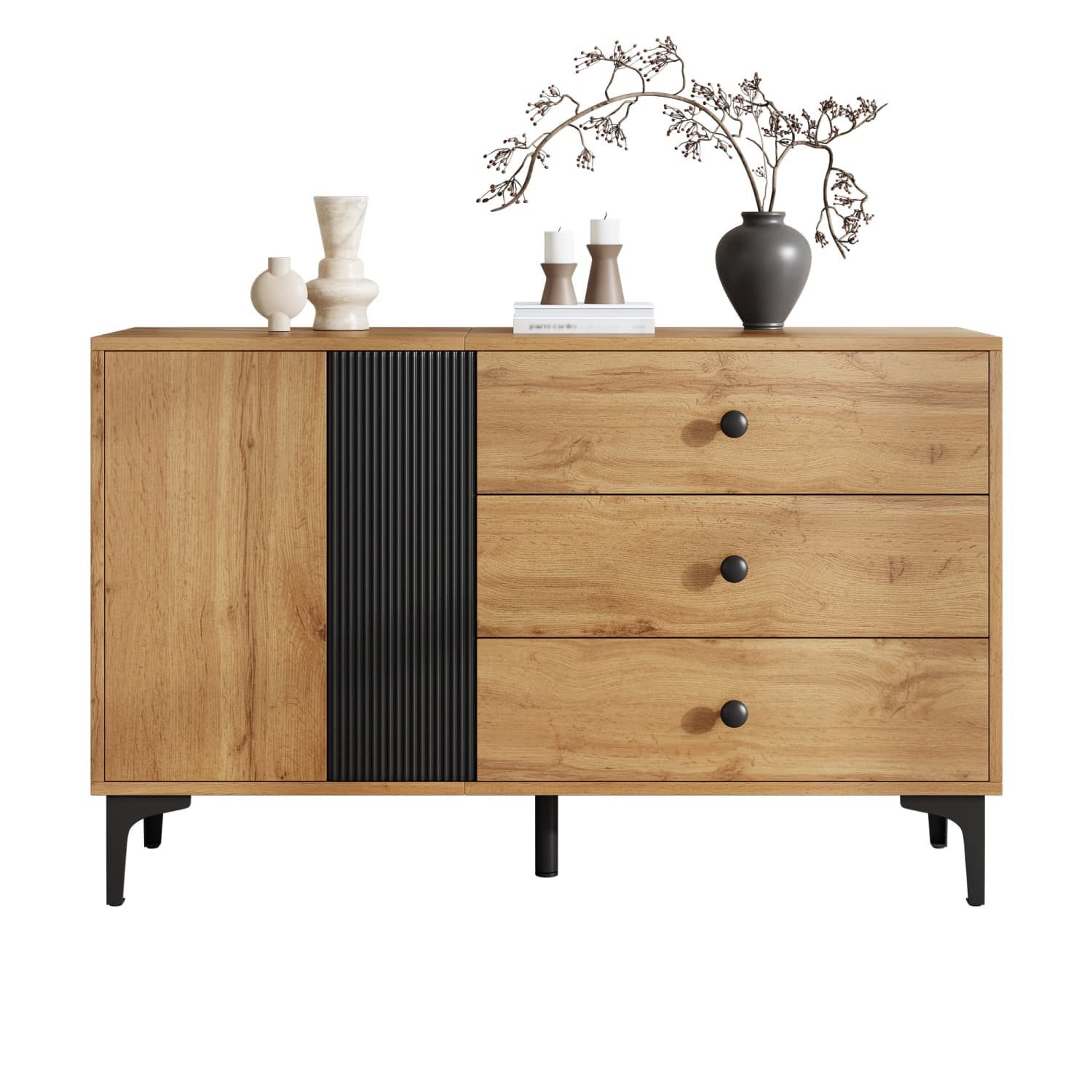 autolock Kommode Modern and simple Anrichte Moderne Sideboard Schrank Anrichte, Stauraum Buffet Wohnzimmer Set,120L x 35B x 76H(cm)