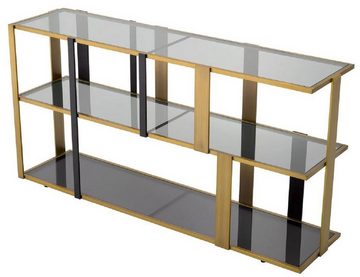 Casa Padrino Stauraumschrank Casa Padrino Luxus Regalschrank Messing / Schwarz / Grau 178 x 44 x H. 89,5 cm - Rechteckiger Wohnzimmer Schrank - Büro Schrank - Wohnzimmer Möbel - Büro Möbel - Luxus Möbel