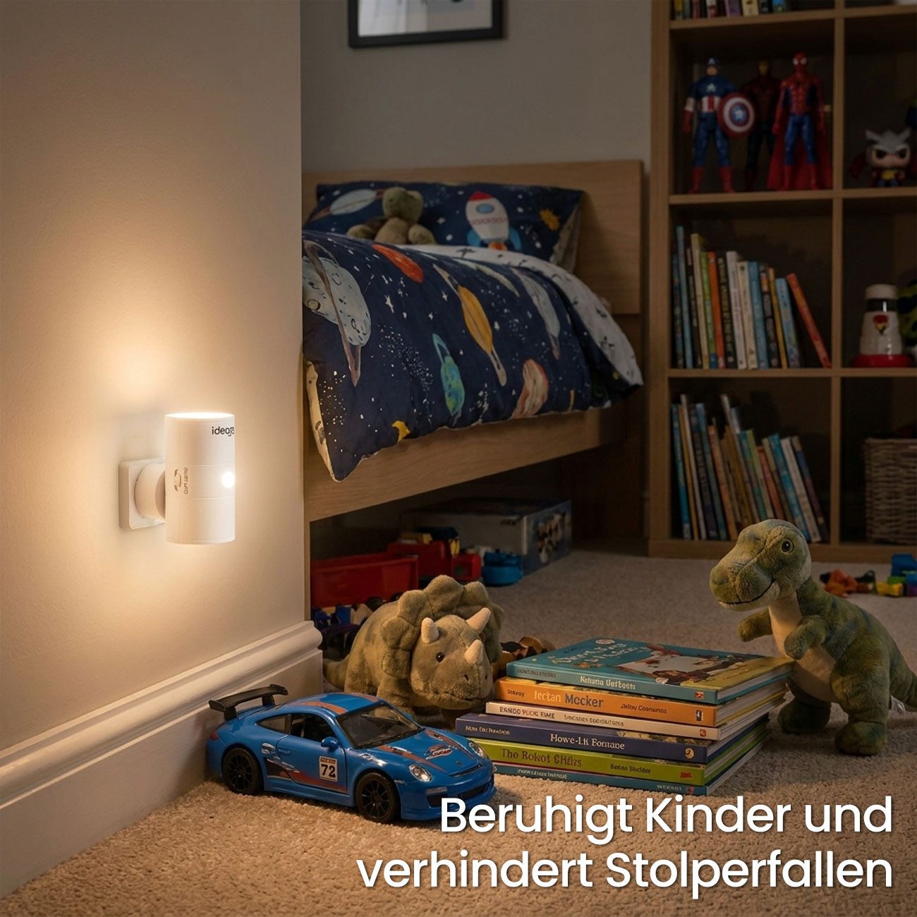 shop'n smile ideoon LED Steckdosenleuchte Steckdosen-Nachtlicht dimmbar mit PIR- & Dämmerungssensor, LED, mit Bewegungsmelder, 10 LEDs