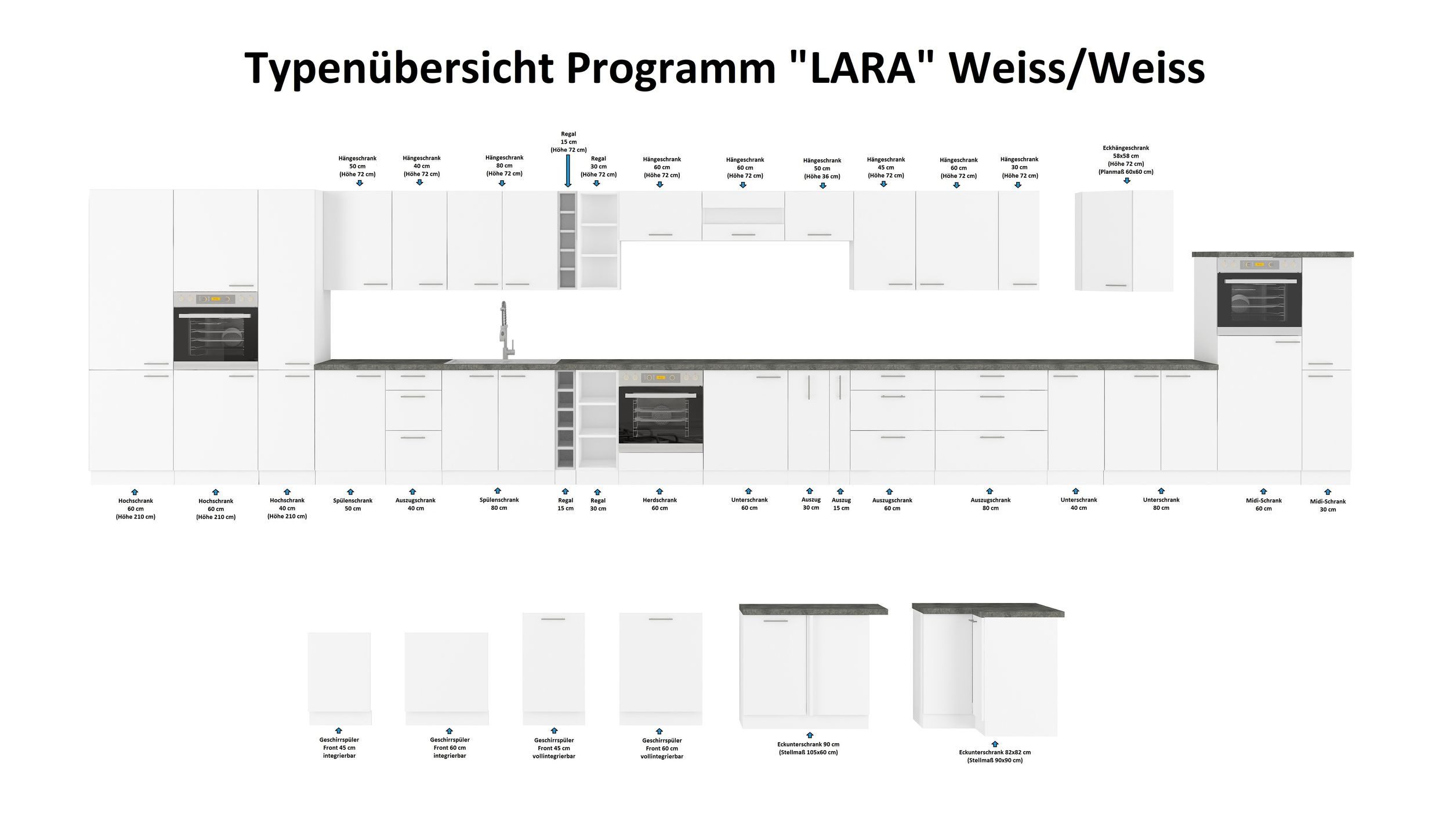 Küchen-Preisbombe Küchenzeile Lara Weiß hochglanz 310 günstig online kaufen