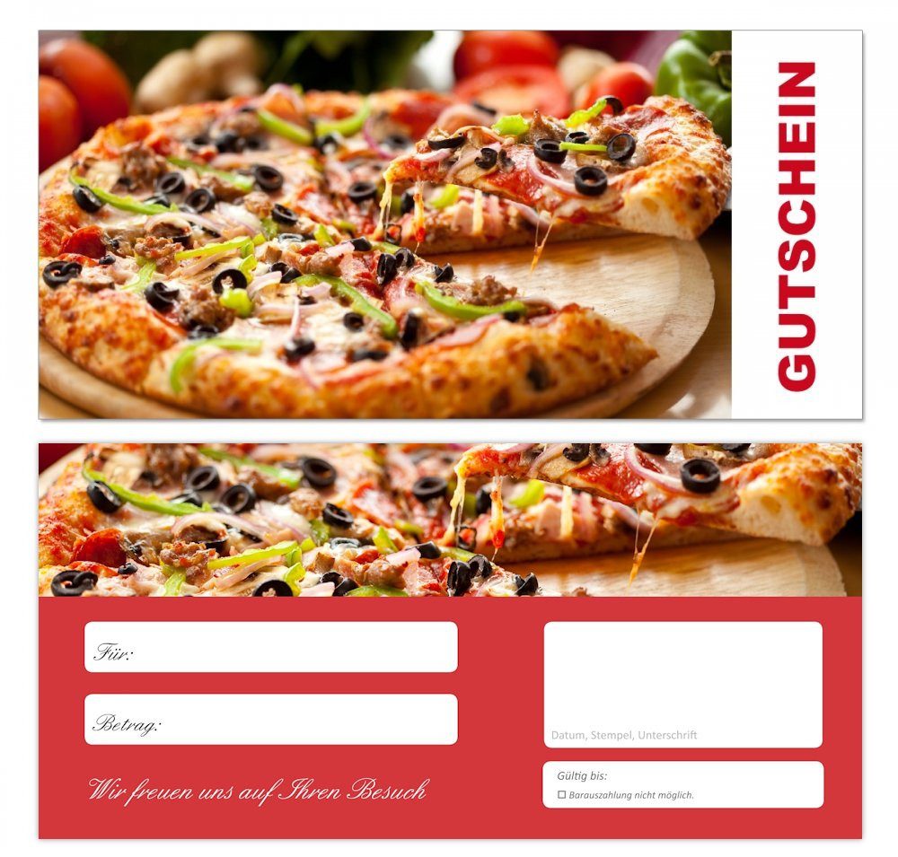 Geschenkkarte Geschenkgutscheine Gastronomie Pizza Lieferdienst