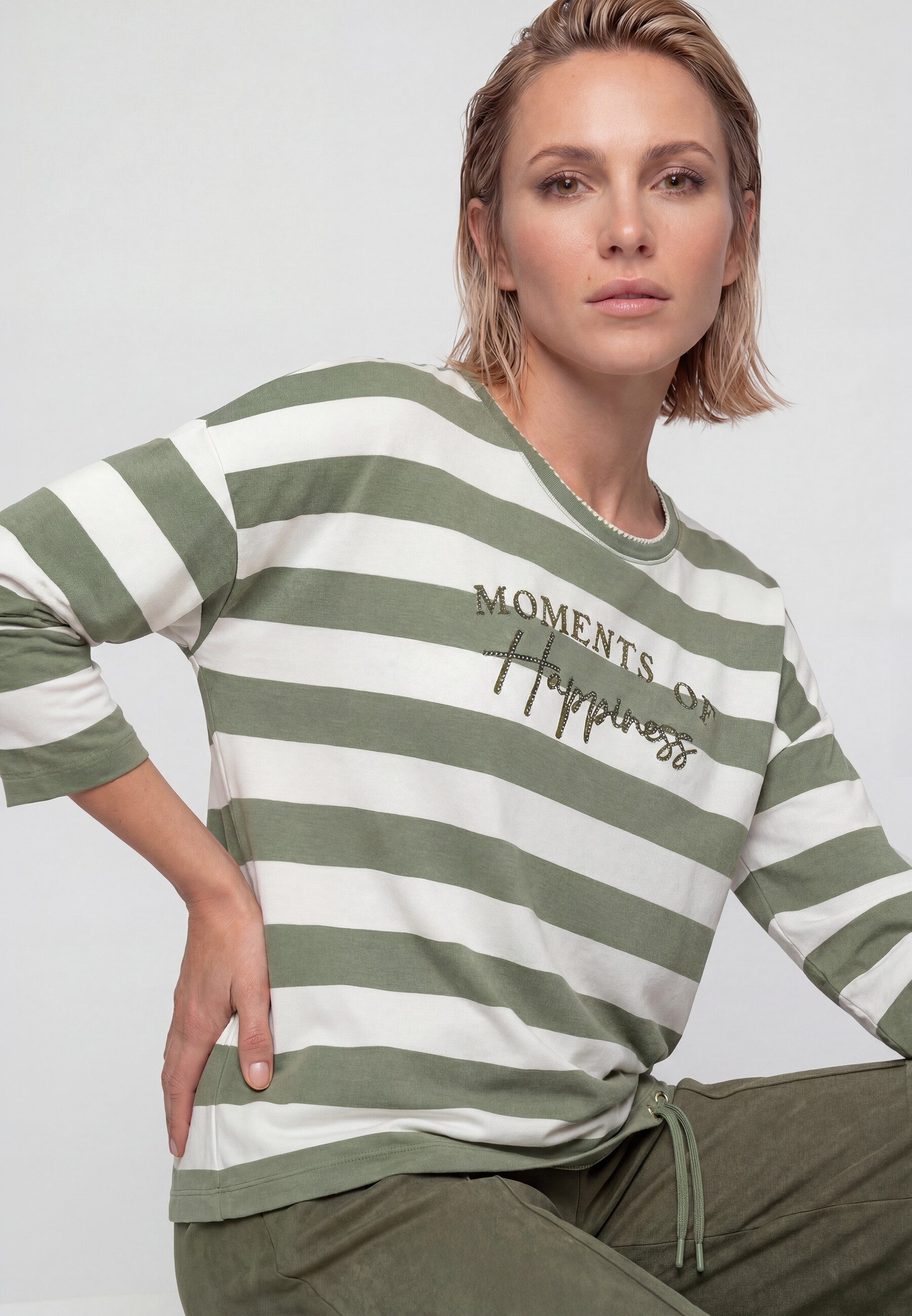 Olsen T-Shirt mit dekorativem Streifendruck