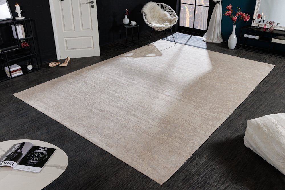 Teppich MODERN ART XXL 350x240cm beige, riess-ambiente, rechteckig, Höhe:  10 mm, Wohnzimmer · Baumwoll-Mischung · verwaschen · Used Look · Vintage