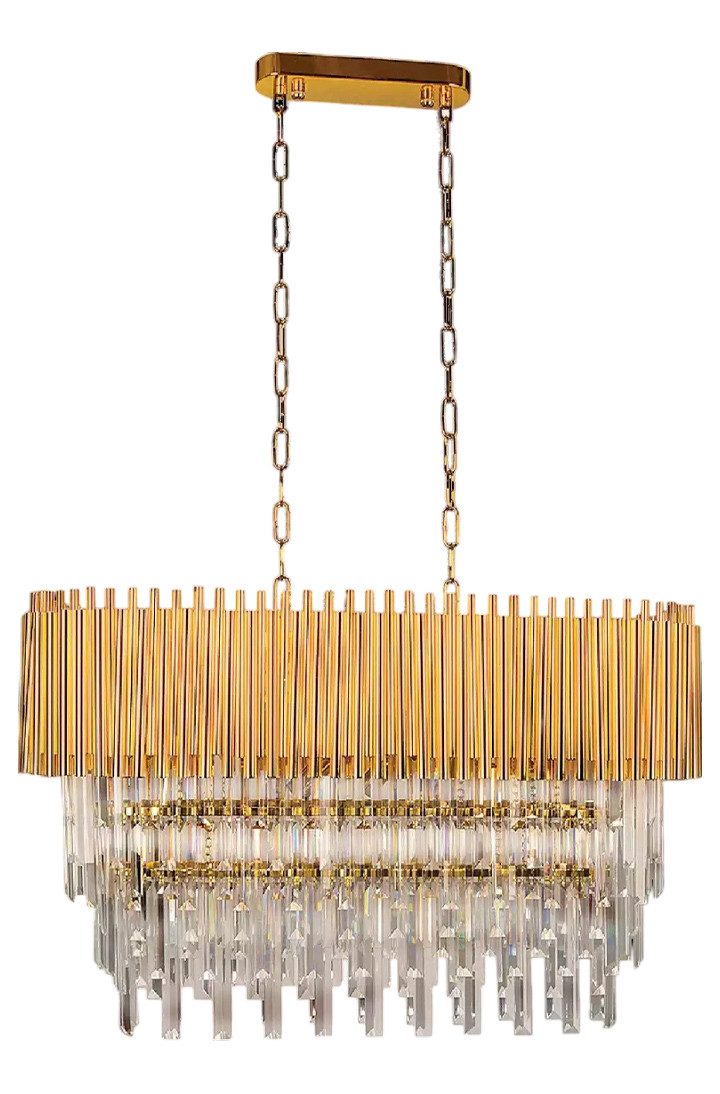 JVmoebel Hängeleuchte Elegante Deckenlampe aus Kristall in Gold, Made in Europa