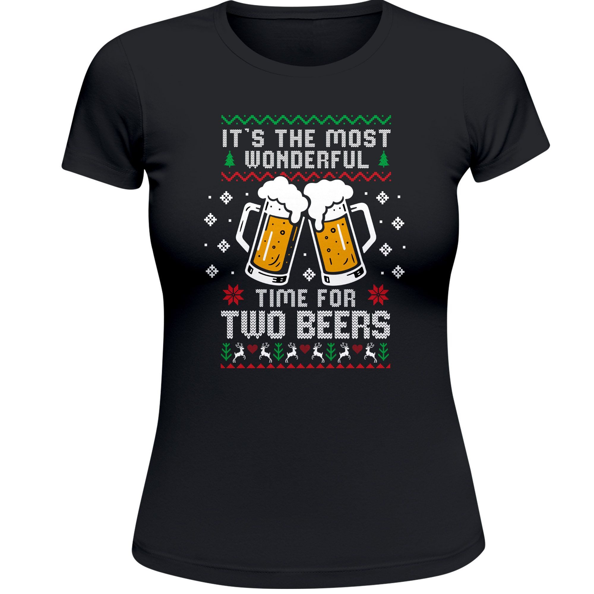 Print-Shirt Weihnachtsshirt Damen Weihnachten Time for Beer Wortspiel Spruch