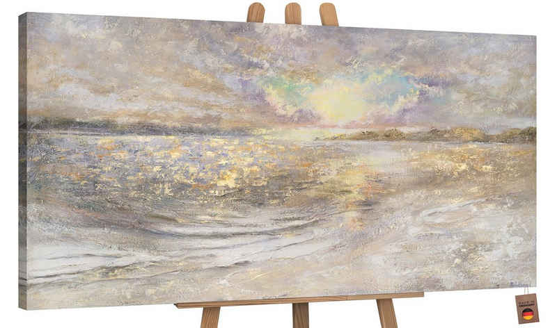 YS-Art Gemälde Meer Dämmerung, Landschaft, Leinwand Bild Handgemalt Sonnenuntergang am Meer Strand