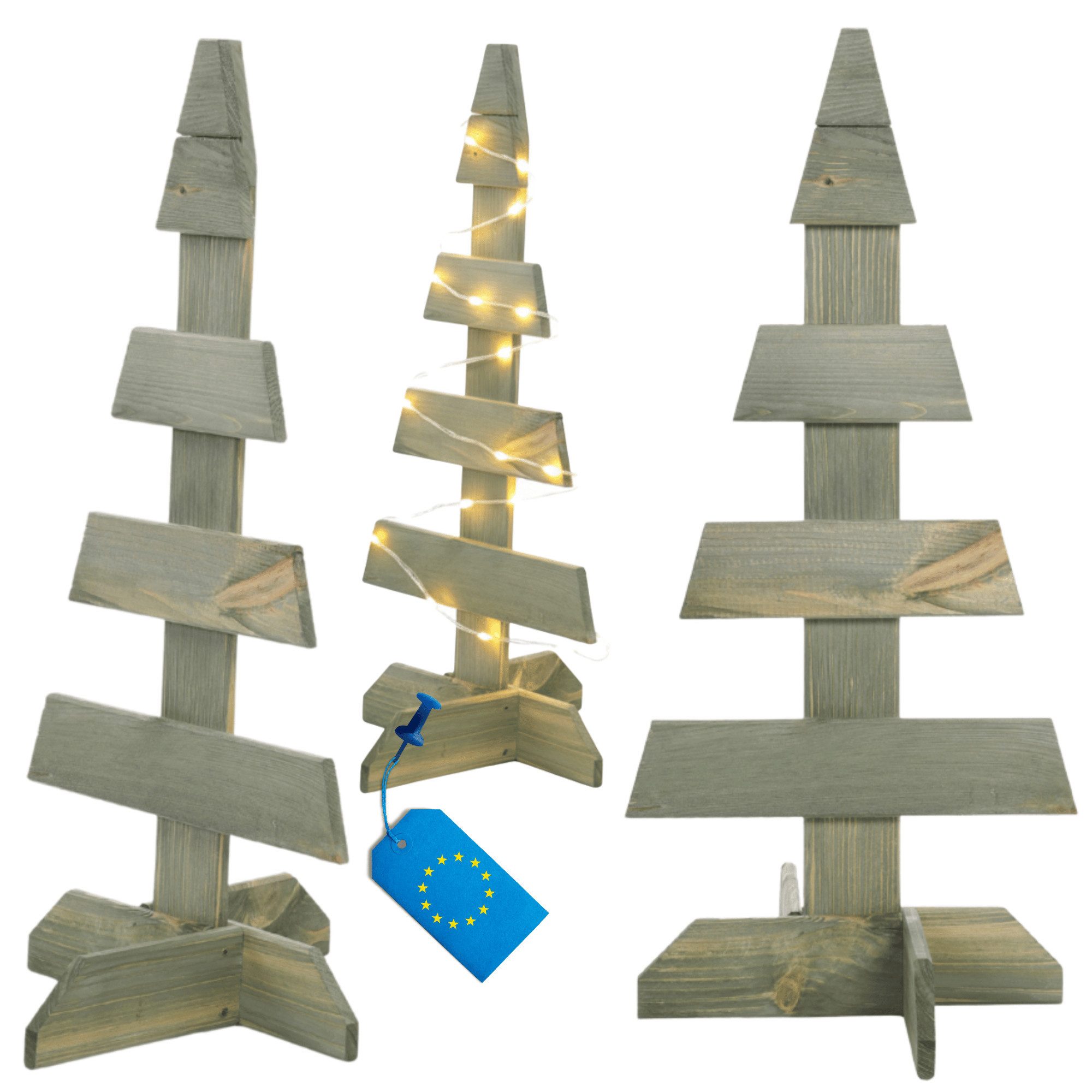 Modo24 Künstlicher Weihnachtsbaum Deko Tannenbaum aus Kiefernholz, in verschiedenen Größen & Farben, Moderne & Klassische, für Innen & Außen, Handgefertigt, 2D & 3D Design