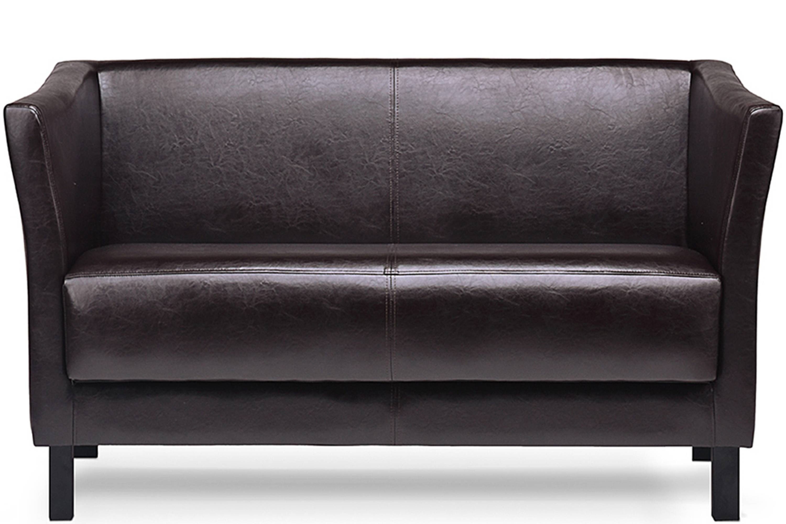 Konsimo 2-Sitzer ESPECTO Sofa 2 Personen, weiche Sitzfläche und hohe Rückenlehne, Kunstleder, hohe Massivholzbeine dunkelbraun | dunkelbraun