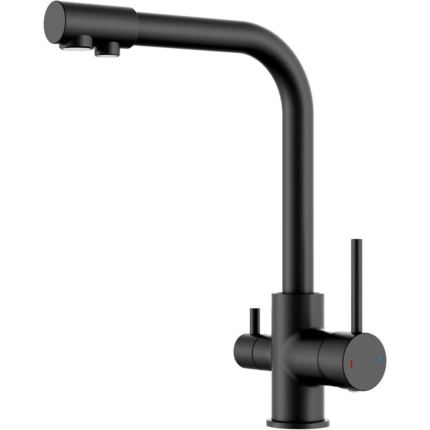 LuxusKollektion Küchenarmatur Wasserhahn Küche Schwarz 3-Wege Mischbatterie Edelstahl