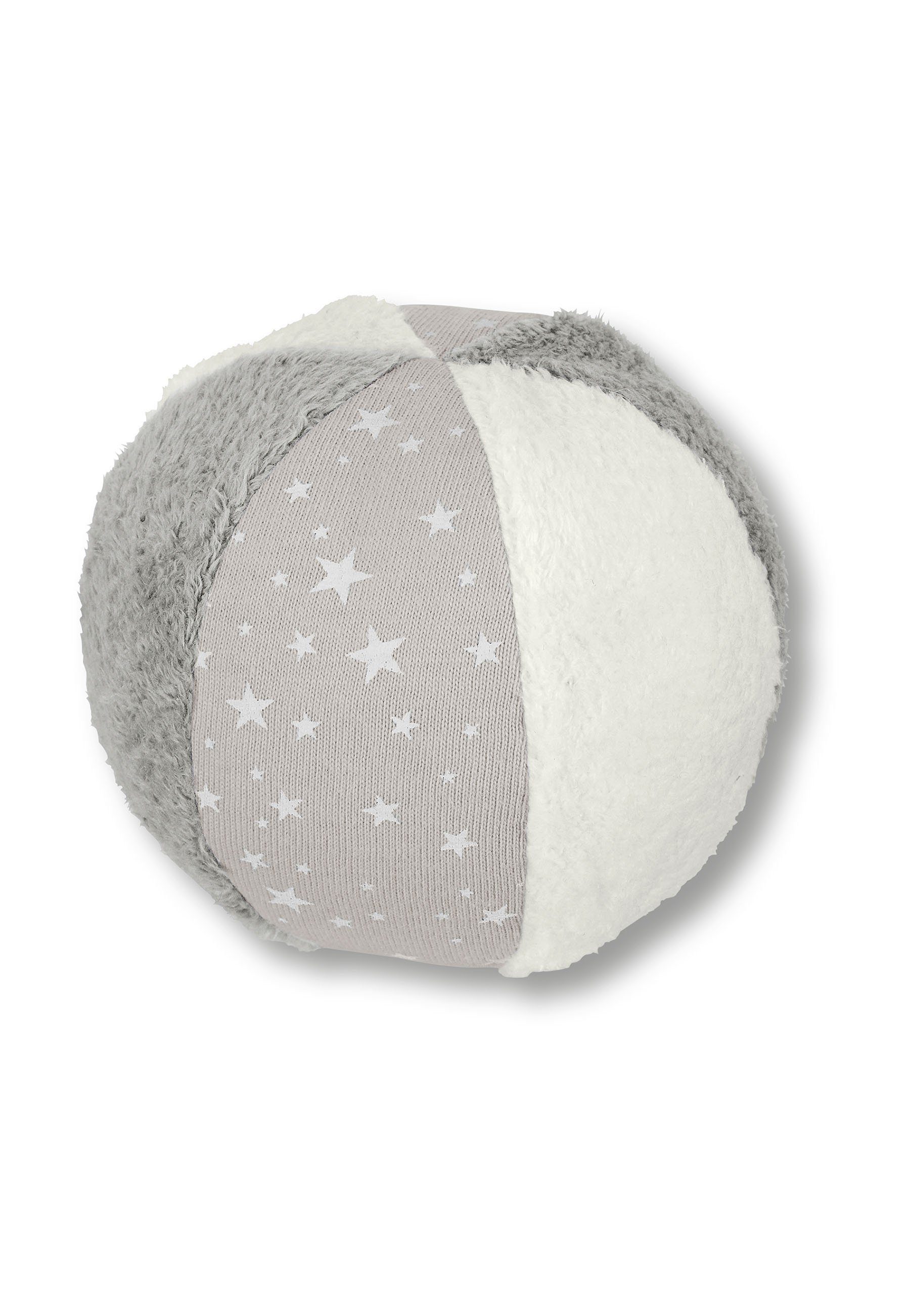 Sterntaler® Spielball Ball grau, Spielball - Baby Ball in Grau 9 cm groß  mit Rassel - Weicher Babyball im Materialmix aus Baumwolle und Polyester -  fühlen, rollen, hören, krabbeln - Bälle für Kinder gemustert Bälle