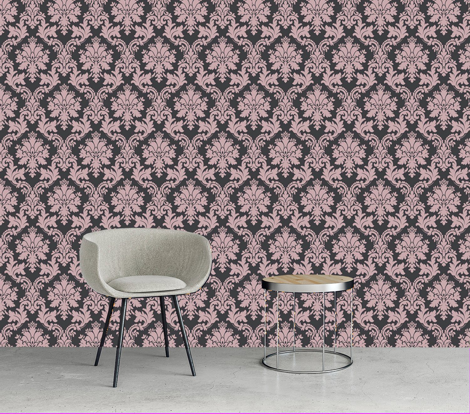 queence Vinyltapete Aishah, glatt, Antikoptik, Barock, Kunst, bedruckt, 90x250cm, selbstklebend, kinderleichte Anbringung, Sticker