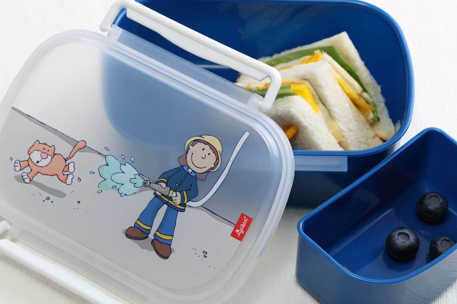 ideal Firefighter, Material-Mix, für Set, Handwäsche Brotdose Lunchbox wird + 2er empfohlen, Trinkflasche (2-tlg), Frido Alltag rot den Sigikid