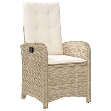 vidaXL Garten-Essgruppe 7-tlg. Garten-Essgruppe mit Kissen Beige Poly Rattan, (7-tlg)