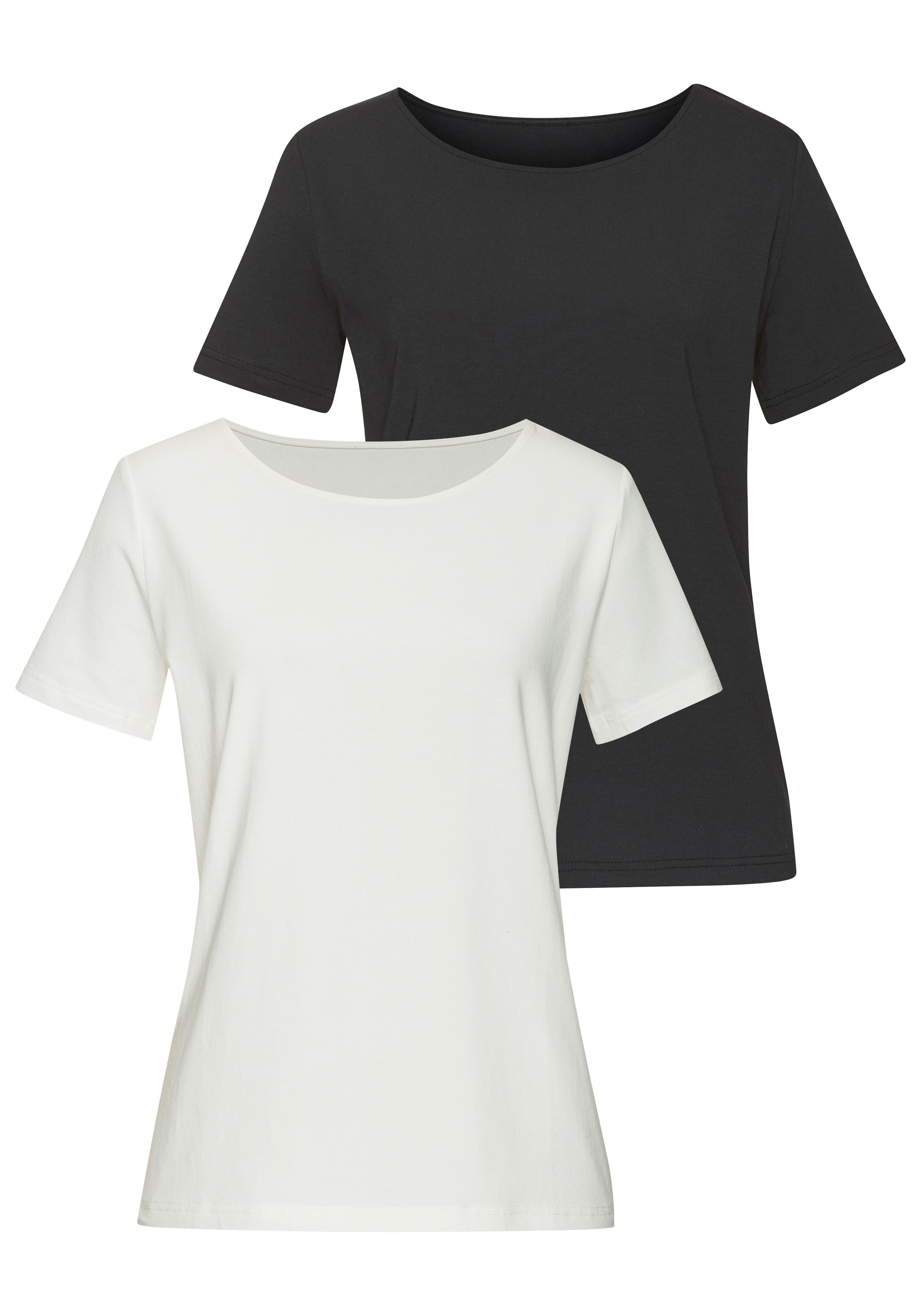 LASCANA T-Shirt mit Rundhals-Ausschnitt (2er-Pack) aus günstig online kaufen