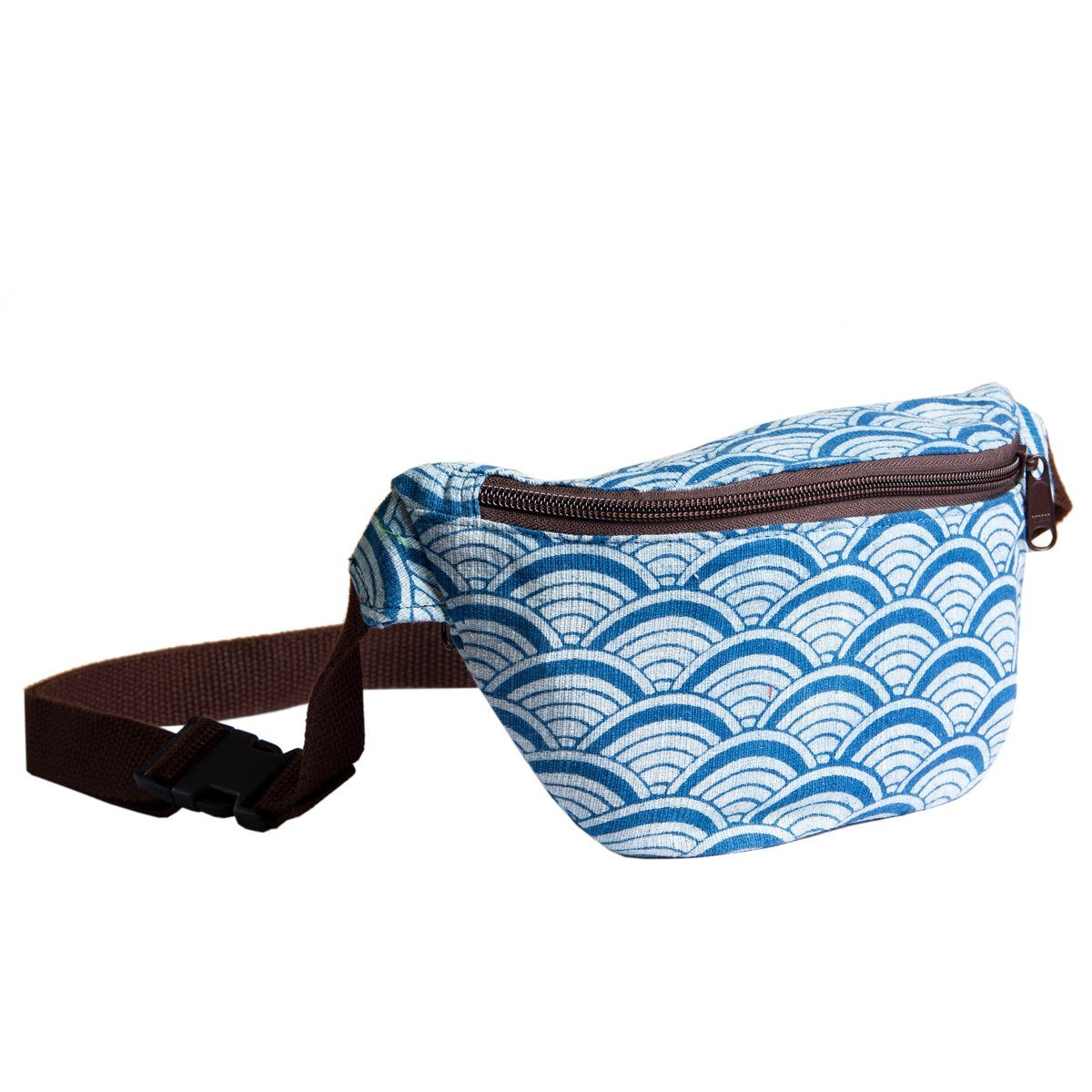 PANASIAM Gürteltasche Bauchtasche Geometrix aus fester Baumwolle mit traditionellen, japanischen Mustern bedruckt Hüfttasche 2 Fächer mit Reißverschluss