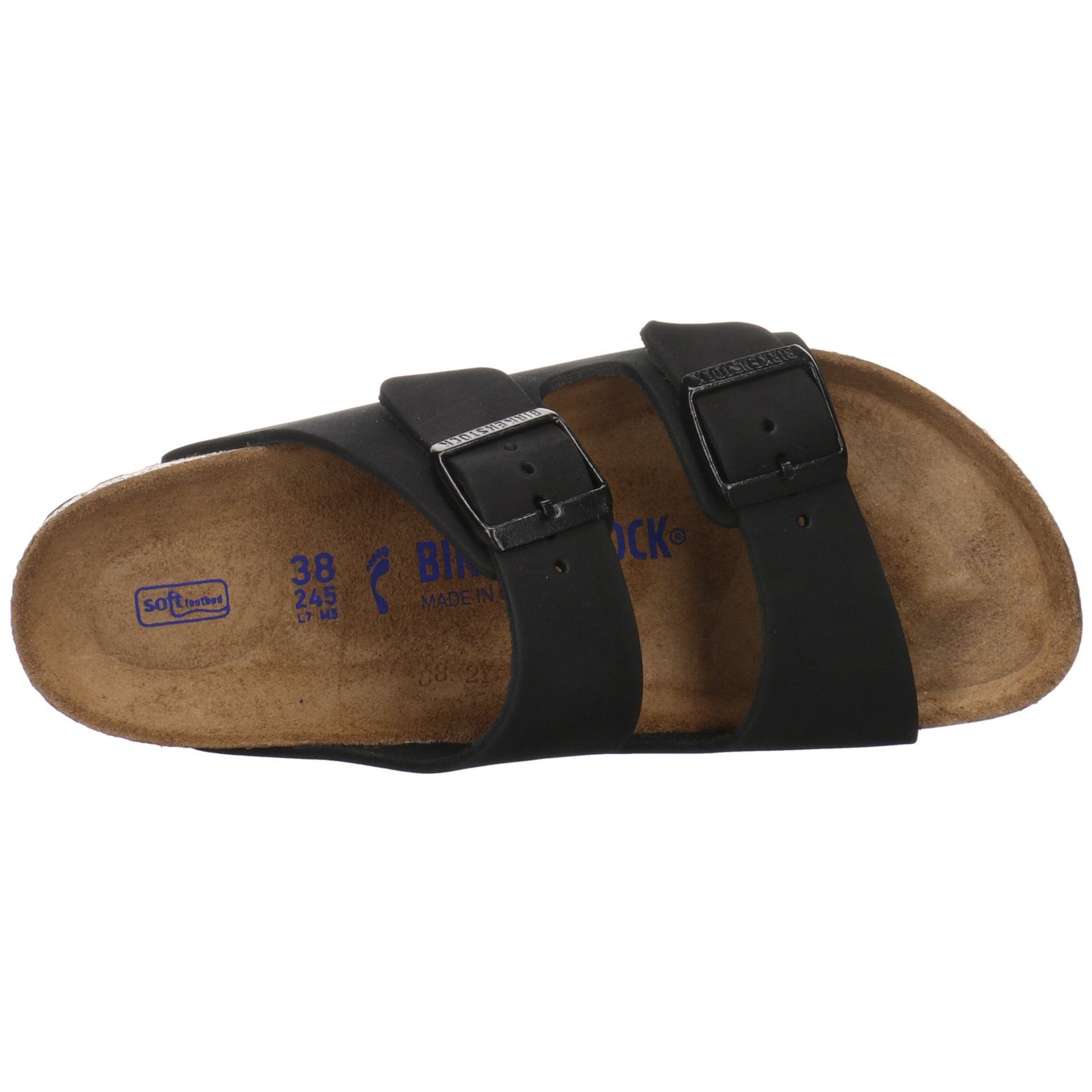 Birkenstock Damen Pantoletten Sandalen Arizona dunkel Pantolette Fettleder schwarz Hausschuh