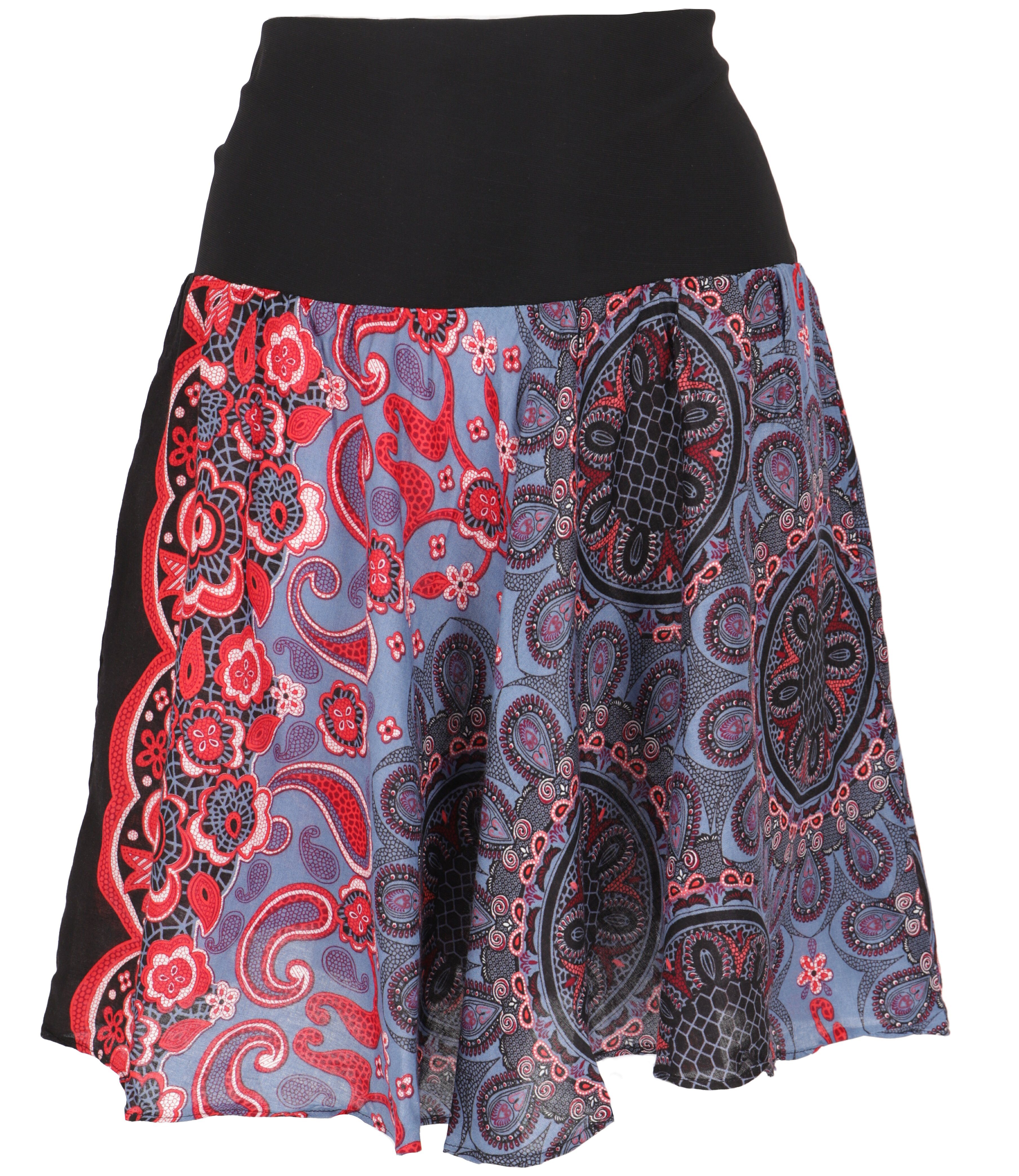 Guru-Shop Minirock Luftiger Minirock, Boho Sommerrock - rot/grau Boho günstig online kaufen