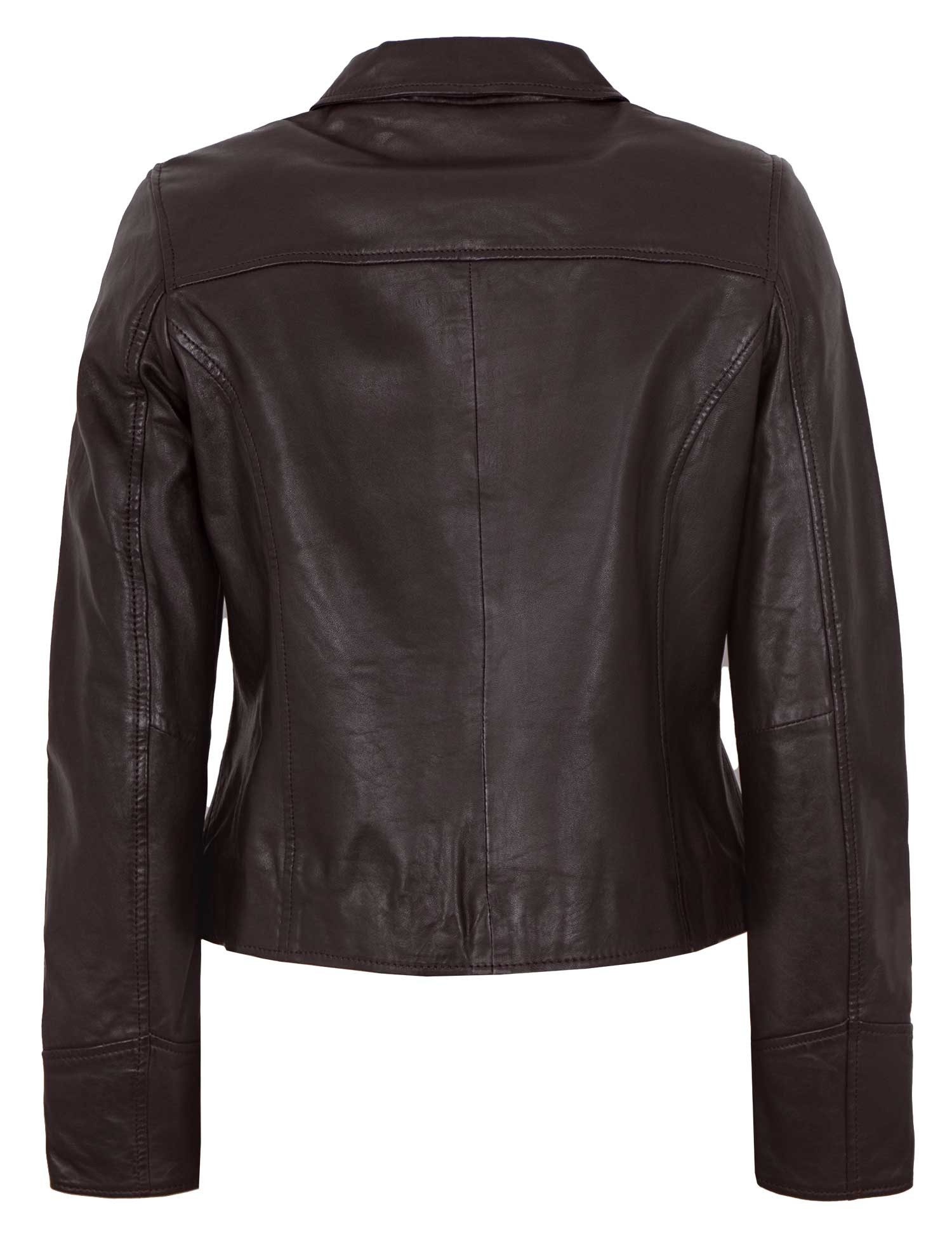 Jilani Lederjacke Elodi Jilani - Damen Lederjacke Lammnappa choco – Bild 3 von 5