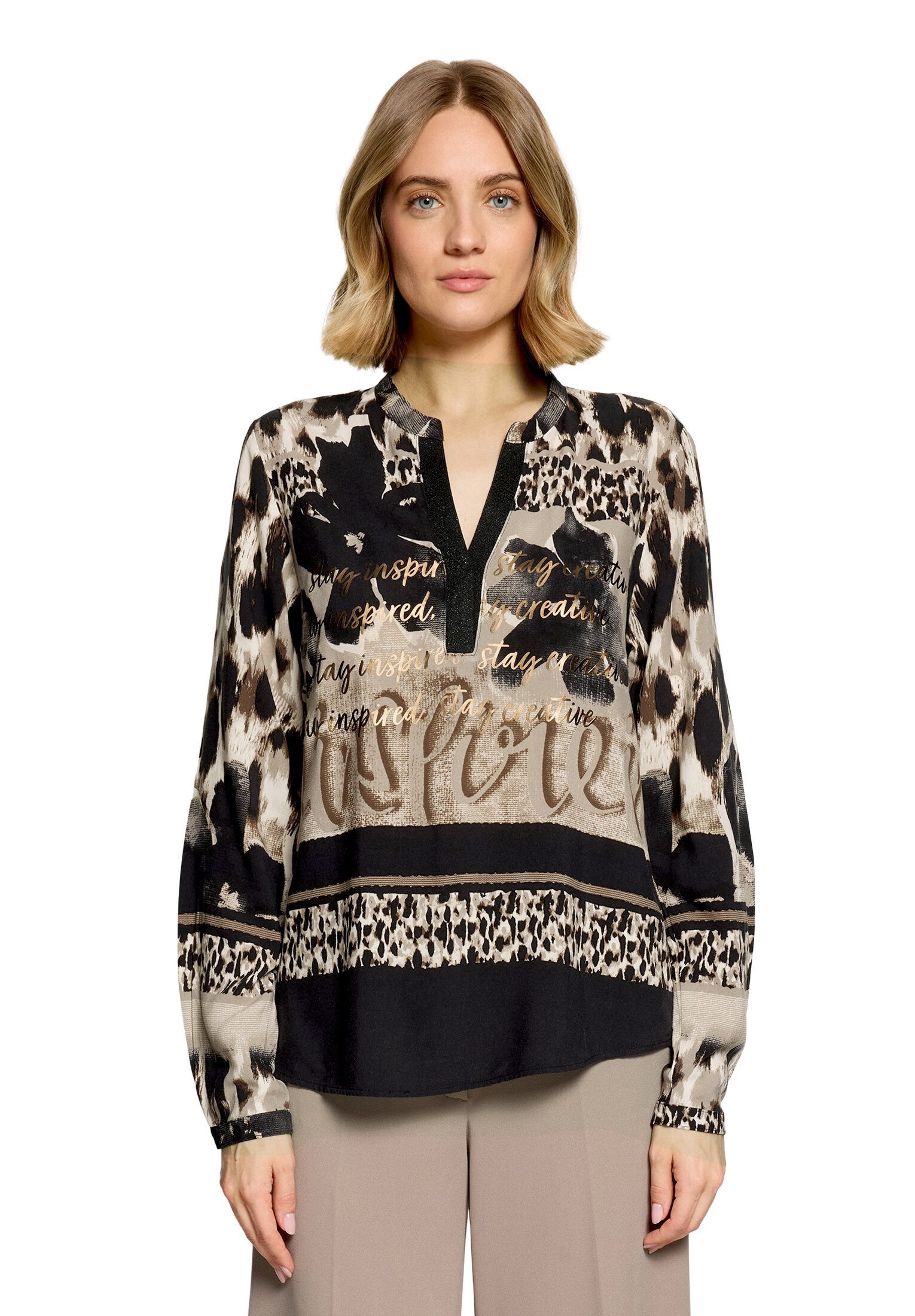 Longbluse Damen mit Stehkragen