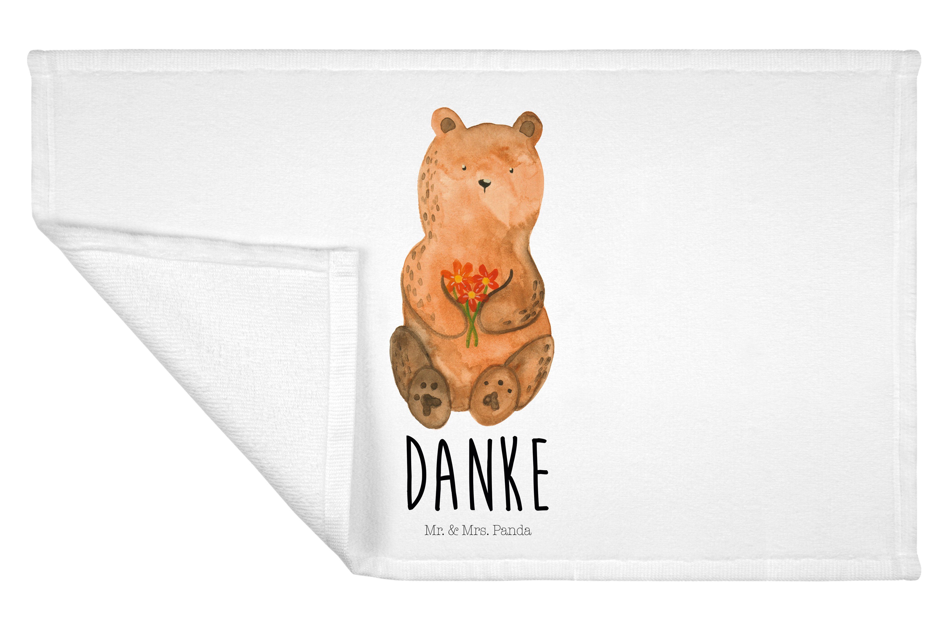 Teddybär, - Mr. & (1-St) Reisehandtuch, Handtuch Weiß - Sport Handtuch, Geschenk, Panda D, Mrs. Dankbär