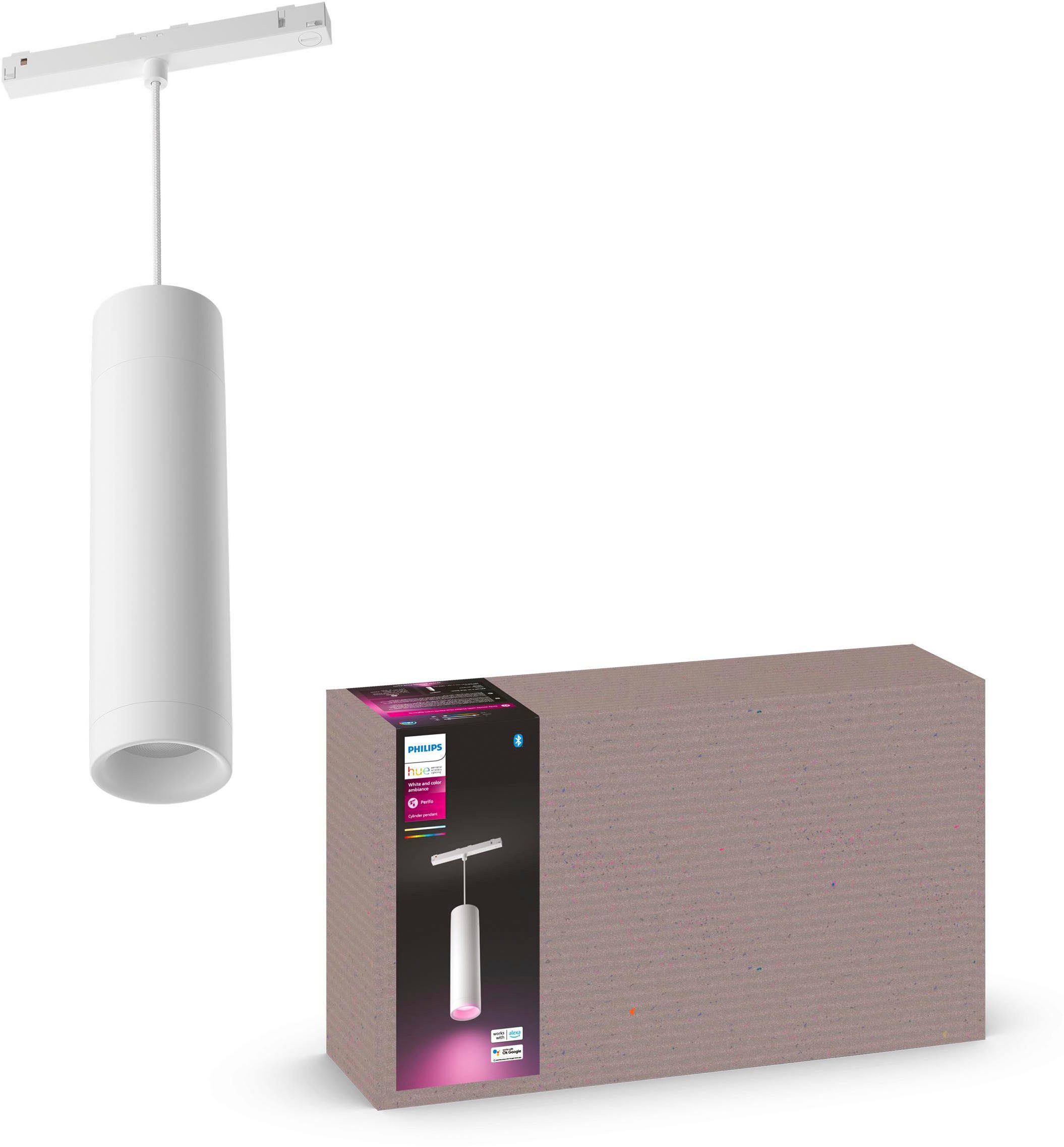 Philips Hue Schienensystem-Leuchten Perifo Schienensystem Erweiterungs-Pendel, Dimmfunktion, LED fest integriert, Farbwechsler, 510 lm, 2000-6500 K, Leuchtdauer 25.000 Stunden, Made in Europe