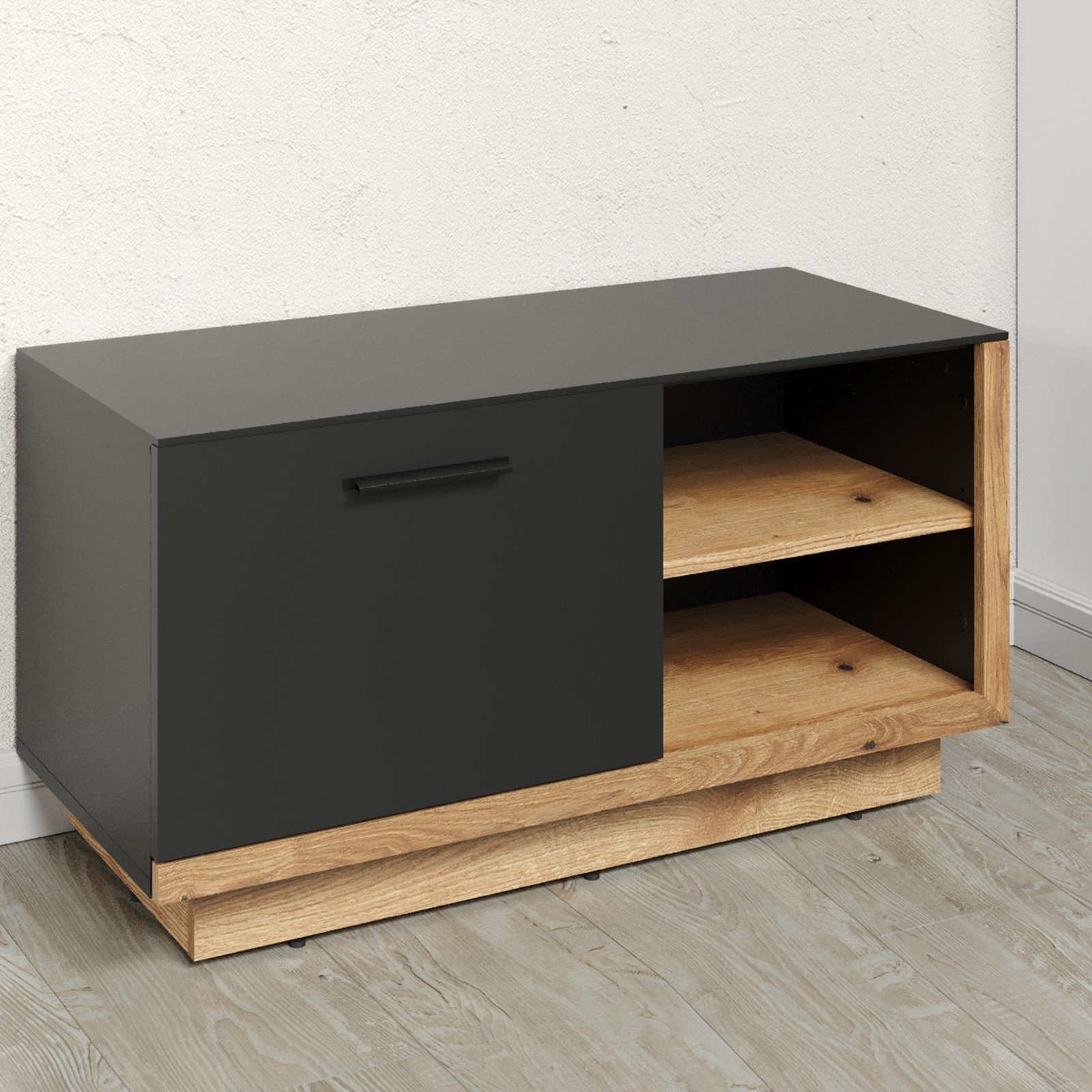 trendteam Sitzbank, Bank Garderoben-Sitzbank Schuhbank Holzbank Anthrazit 90x48x40cm