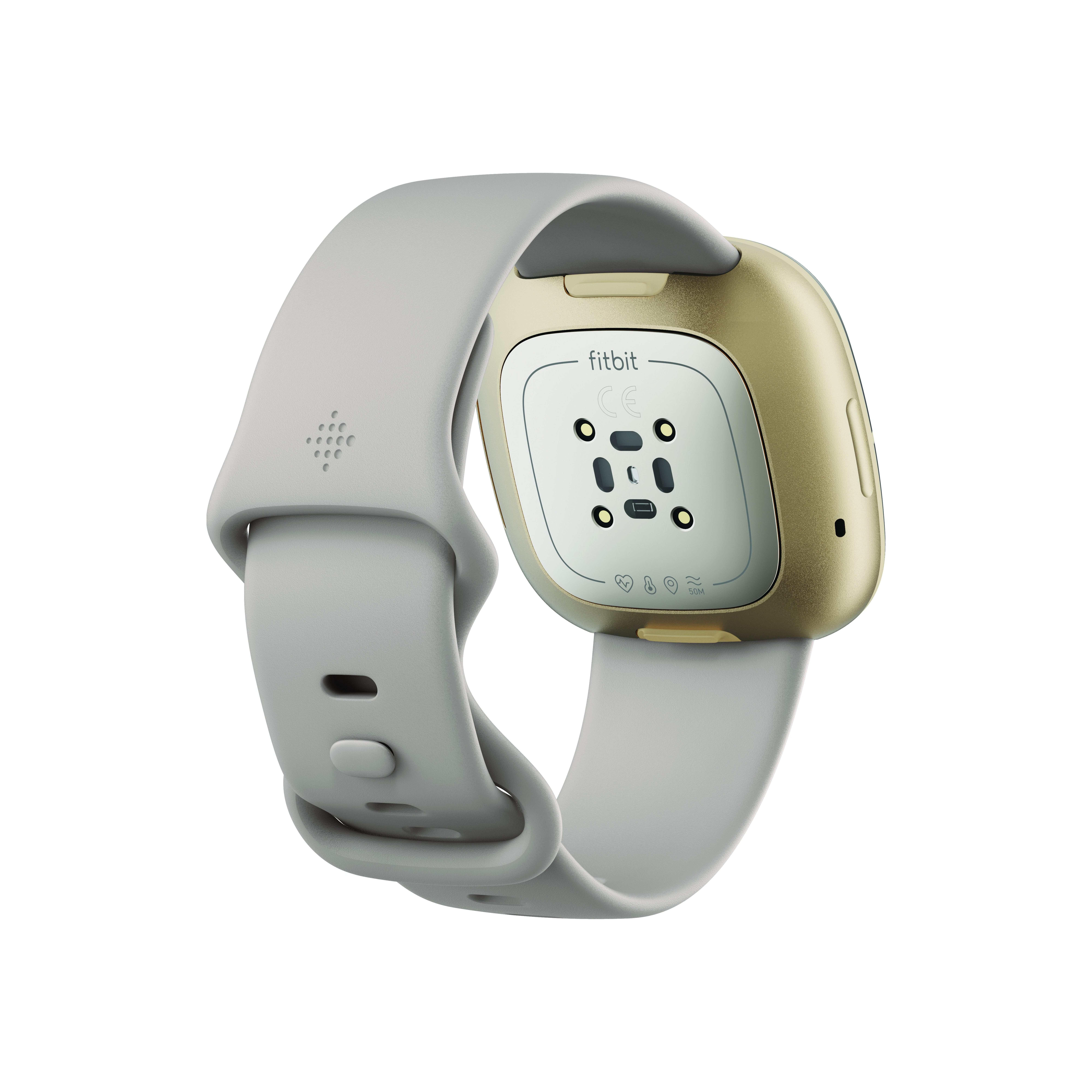fitbit Sense Lunar White Soft Gold Smartwatch, EDA-Erkennung und Stressmanagement