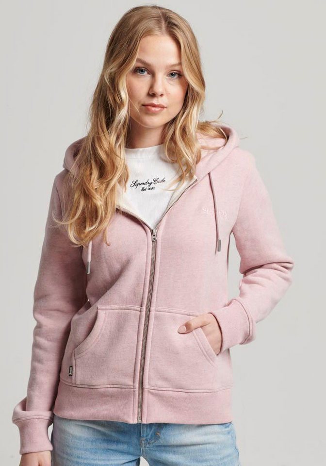 Superdry Kapuzensweatjacke ESSENTIAL LOGO ZIP HOODIE, Aus pflegeleichtem  und recyceltem Materialmix mit Baumwolle