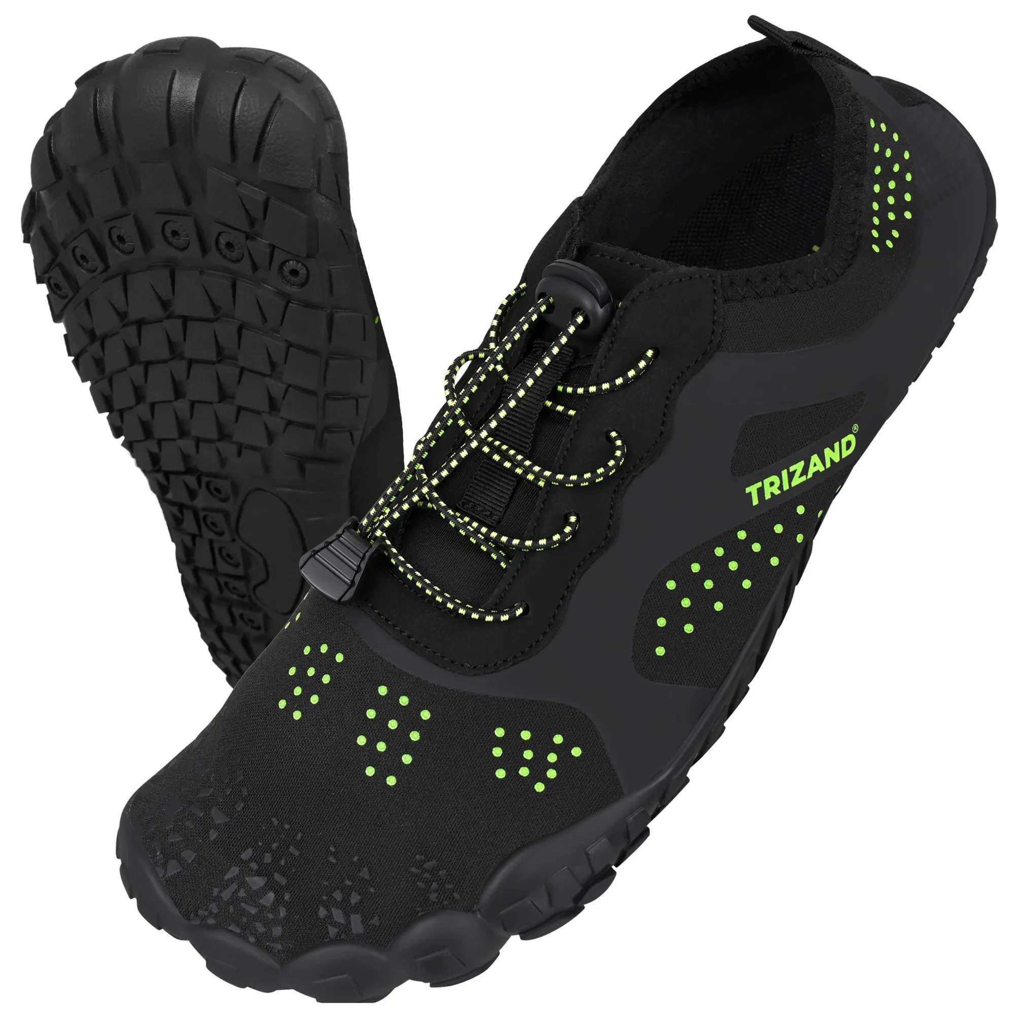 Trizand Badeschuhe Strandschuhe Wassersportschuhe Wasserschuh (Spar-Set, 1-tlg., 45) rutschfest, schnelltrocknend, flexibel, Kordelstopper