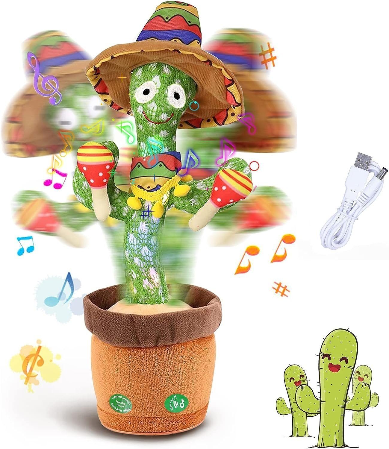 Gontence Lernspielzeug Lernspielzeug Singender Tanzender Sprechender Kaktus,mit 30Liedern (1-St), ein Lied singen