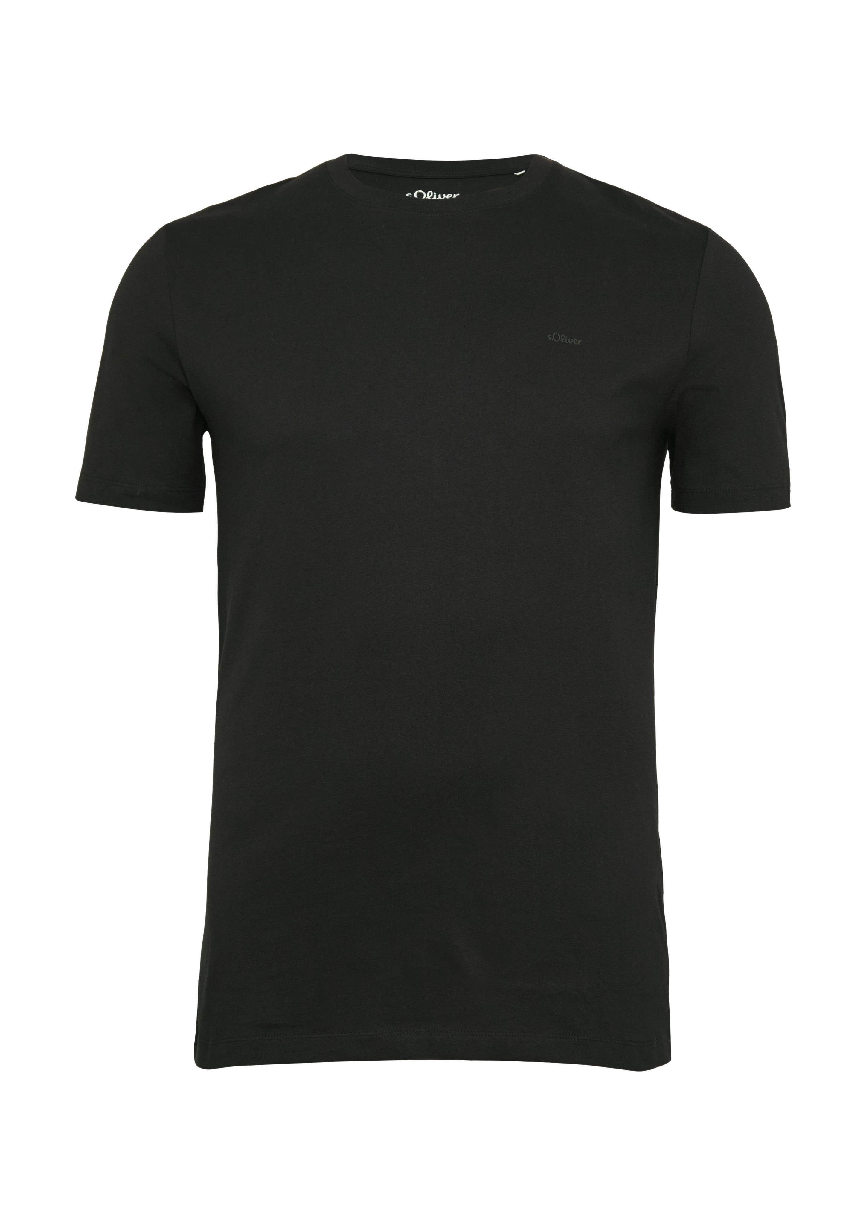 s.Oliver Kurzarmshirt Baumwoll-T-Shirt mit kleinem Logo-Print günstig online kaufen