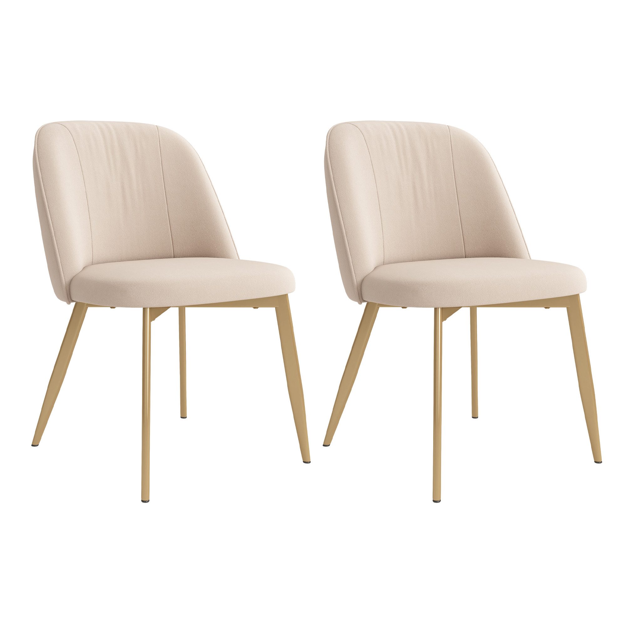 Flieks Esszimmerstuhl Gestell aus goldfarbenen Metall, Bezug aus Samtstoff (Set, 2 St), 2er Set Polsterstühle Küchenstuhl Wohnzimmerstuhl Beige