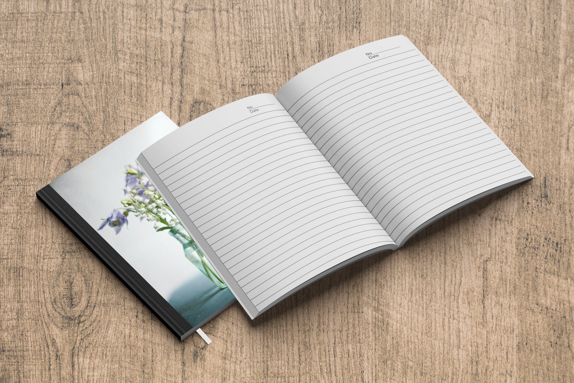 Seiten, Maiglöckchen Tagebuch, Notizbuch einer MuchoWow Merkzettel, Notizheft, 98 violettfarbenes Ein in Journal, A5, Vase, Haushaltsbuch